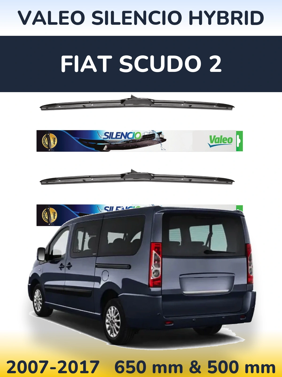 Комплект передних дворников Valeo Silencio Hybrid 650 & 500 мм для Fiat Scudo 2 2007-2017