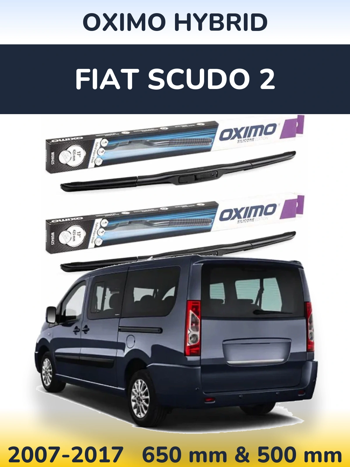 Комплект передних дворников Oximo Hybrid 650 & 500 мм для Fiat Scudo 2 2007-2017