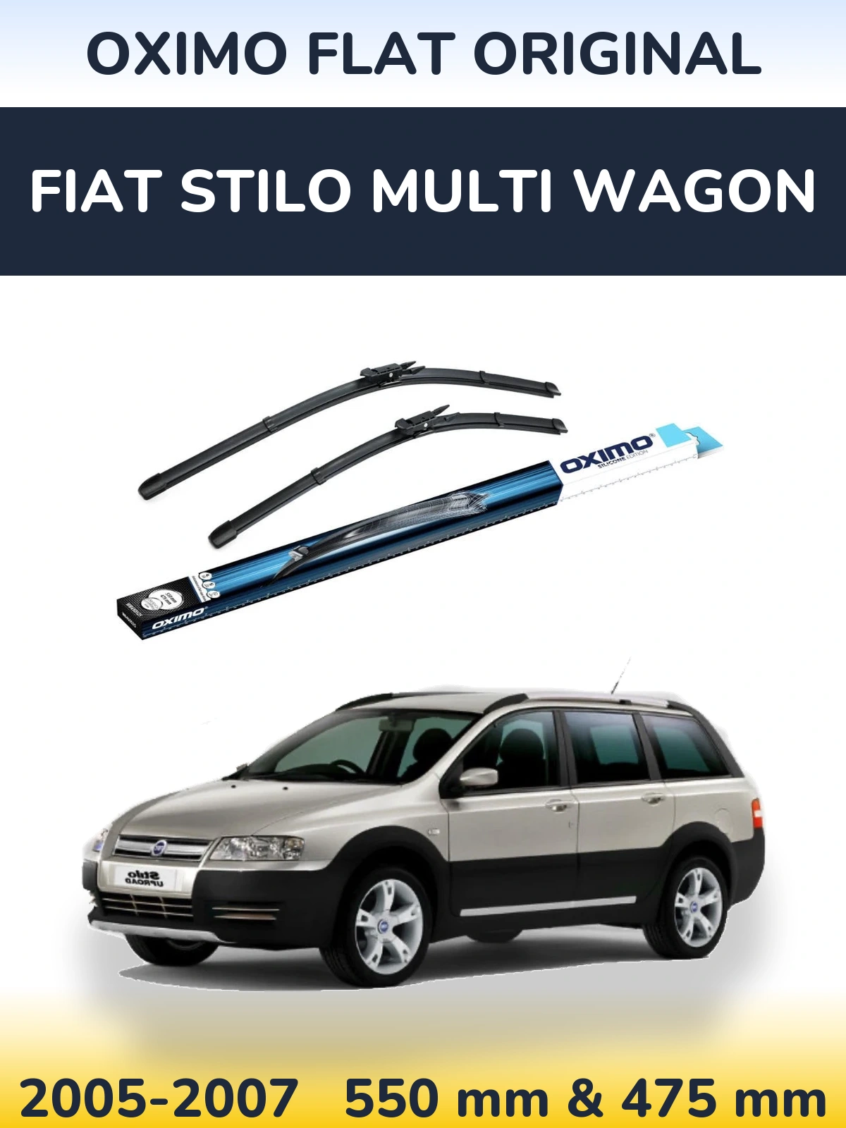 Front wiper blade set Oximo Flat Original 550 & 475 mm for Fiat Stilo Multi Wagon 2005-2007
