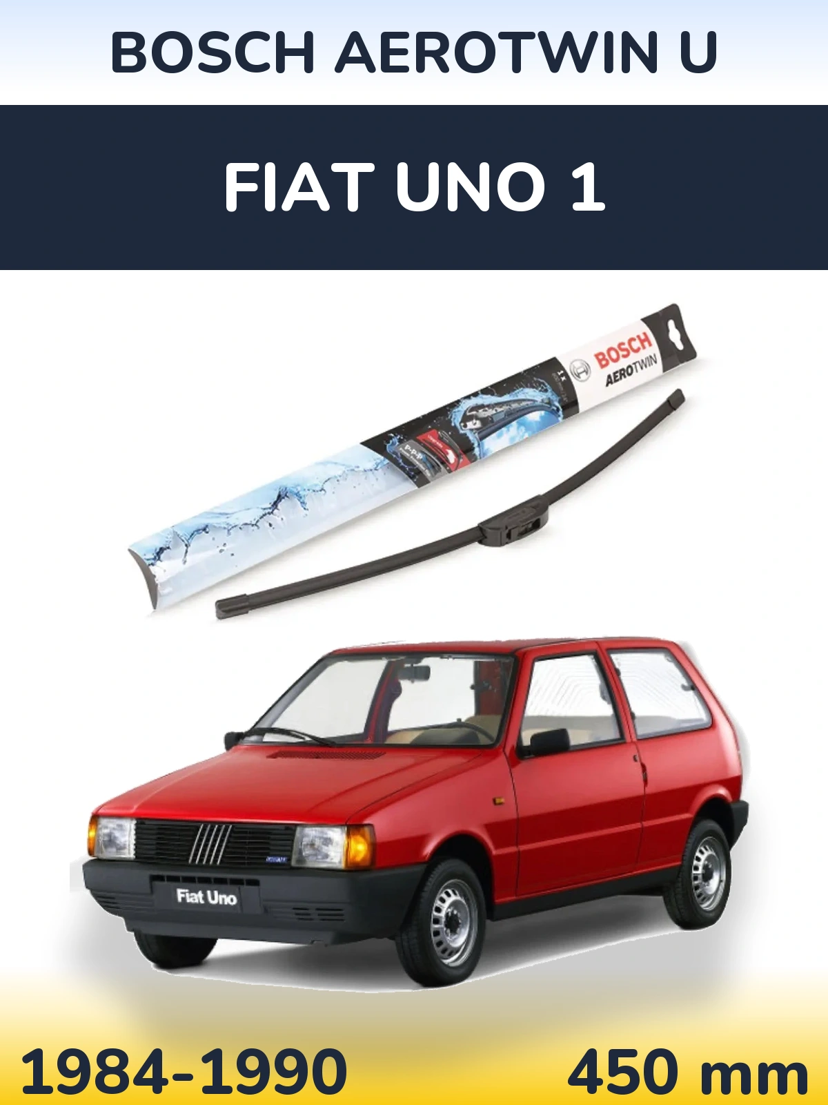 Front wiper blade BOSCH AeroTwin U 450 mm for Fiat Uno 1 1984-1990