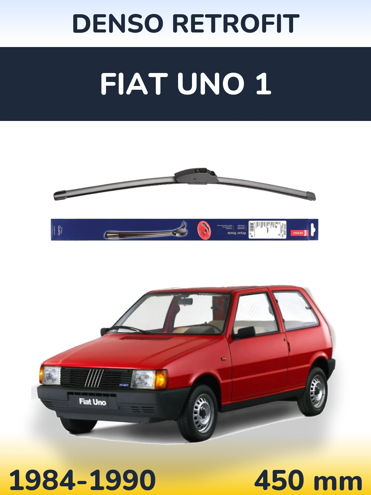 Front wiper blade Denso Retrofit 450 mm for Fiat Uno 1 1984-1990