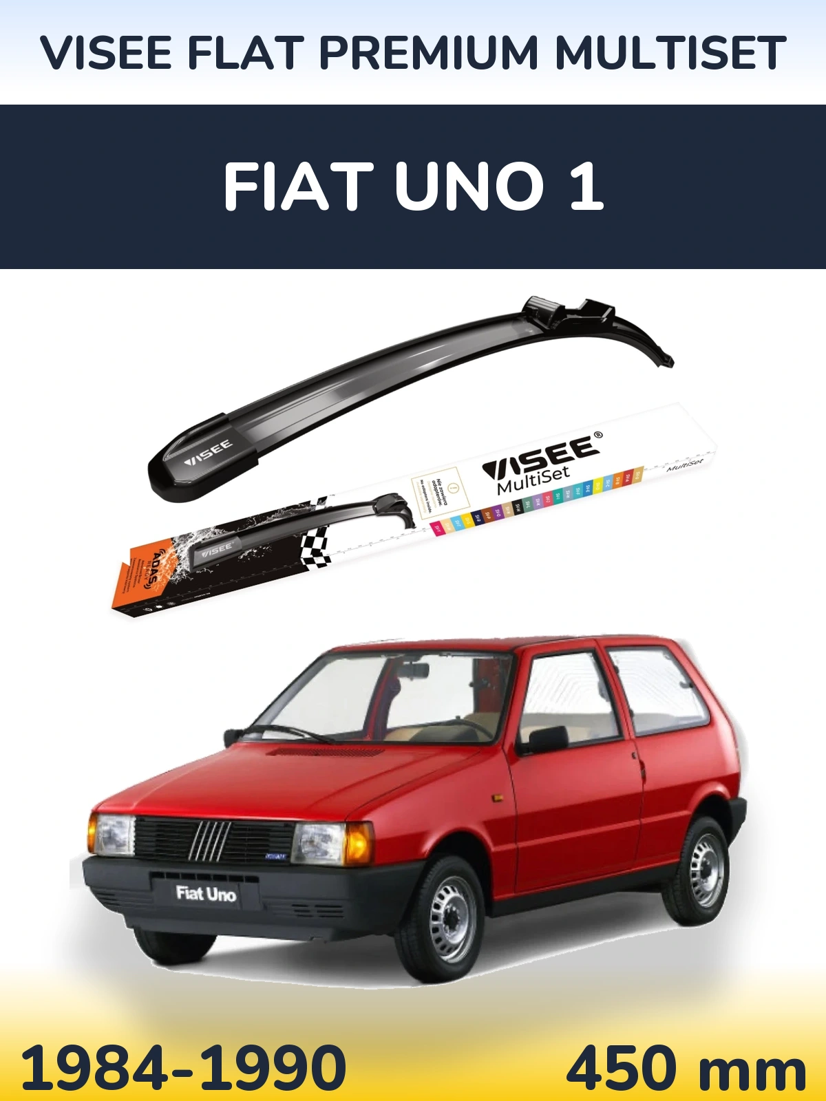 Front wiper blade VISEE FLAT PREMIUM MultiSet 450 mm for Fiat Uno 1 1984-1990