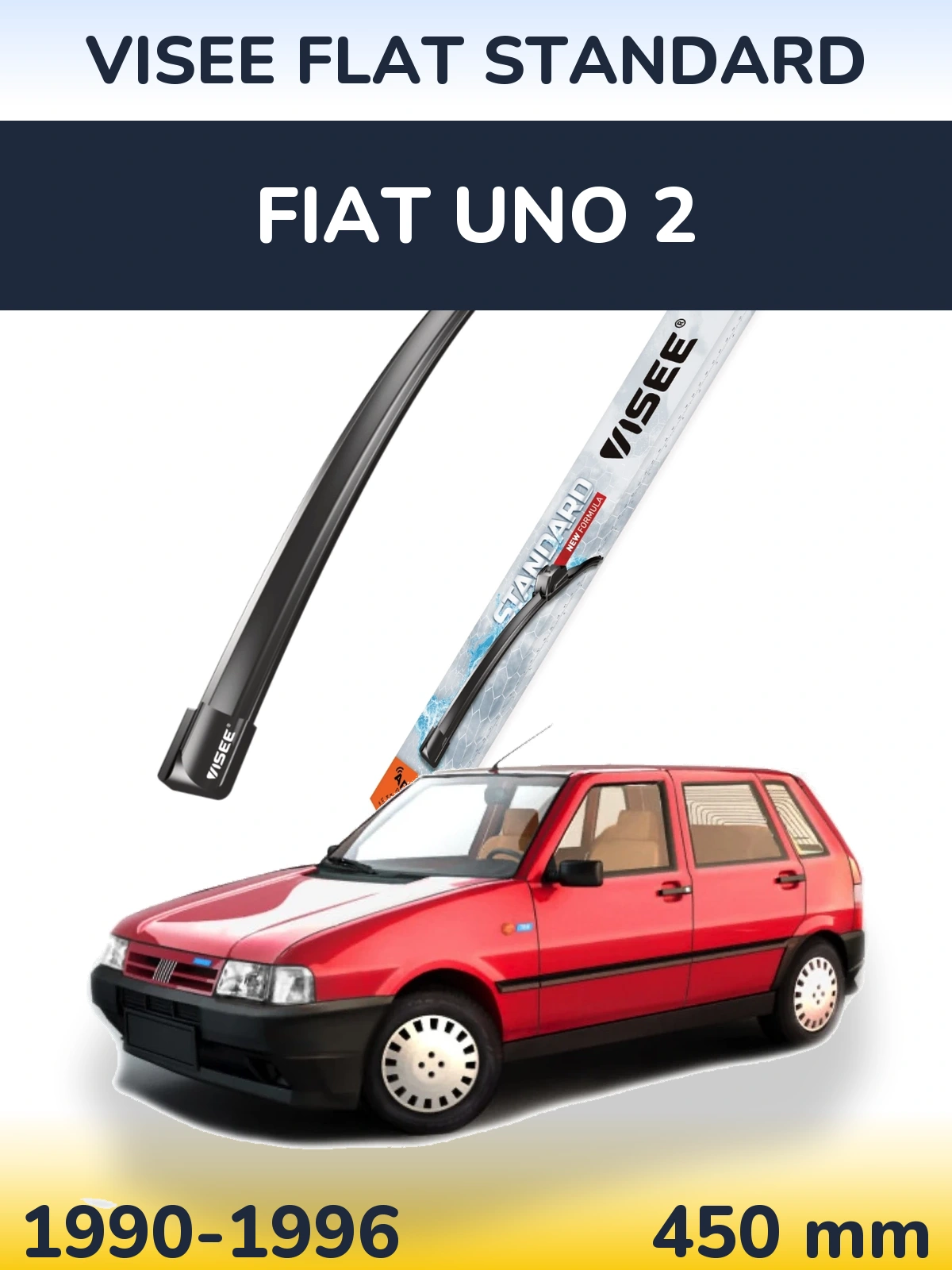Front wiper blade VISEE FLAT STANDARD 450 mm for Fiat Uno 2 1990-1996