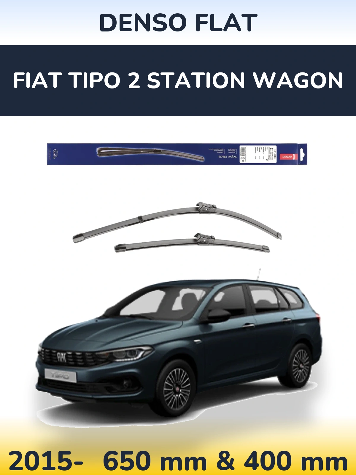 Комплект передних дворников Denso Flat 650 & 400 мм для Fiat Tipo 2 Station Wagon 2015-2026