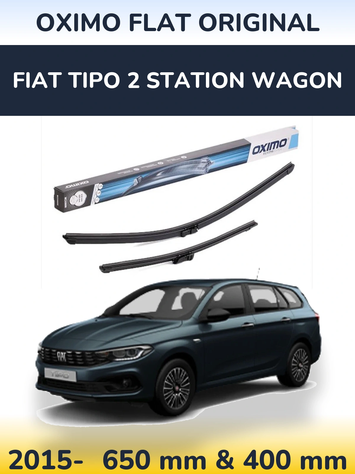 Комплект передних дворников Oximo Flat Original 650 & 400 мм для Fiat Tipo 2 Station Wagon 2015-2026