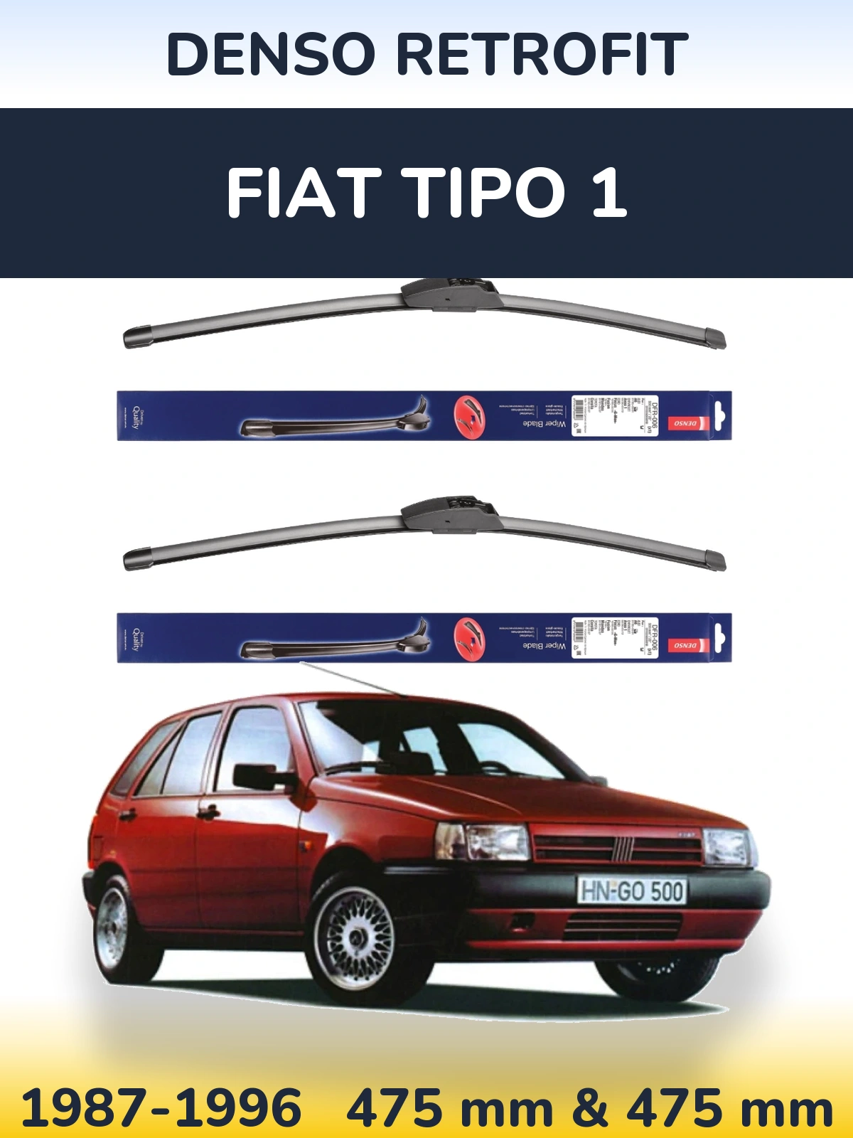 Комплект передних дворников Denso Retrofit 475 & 475 мм для Fiat Tipo 1 1987-1996
