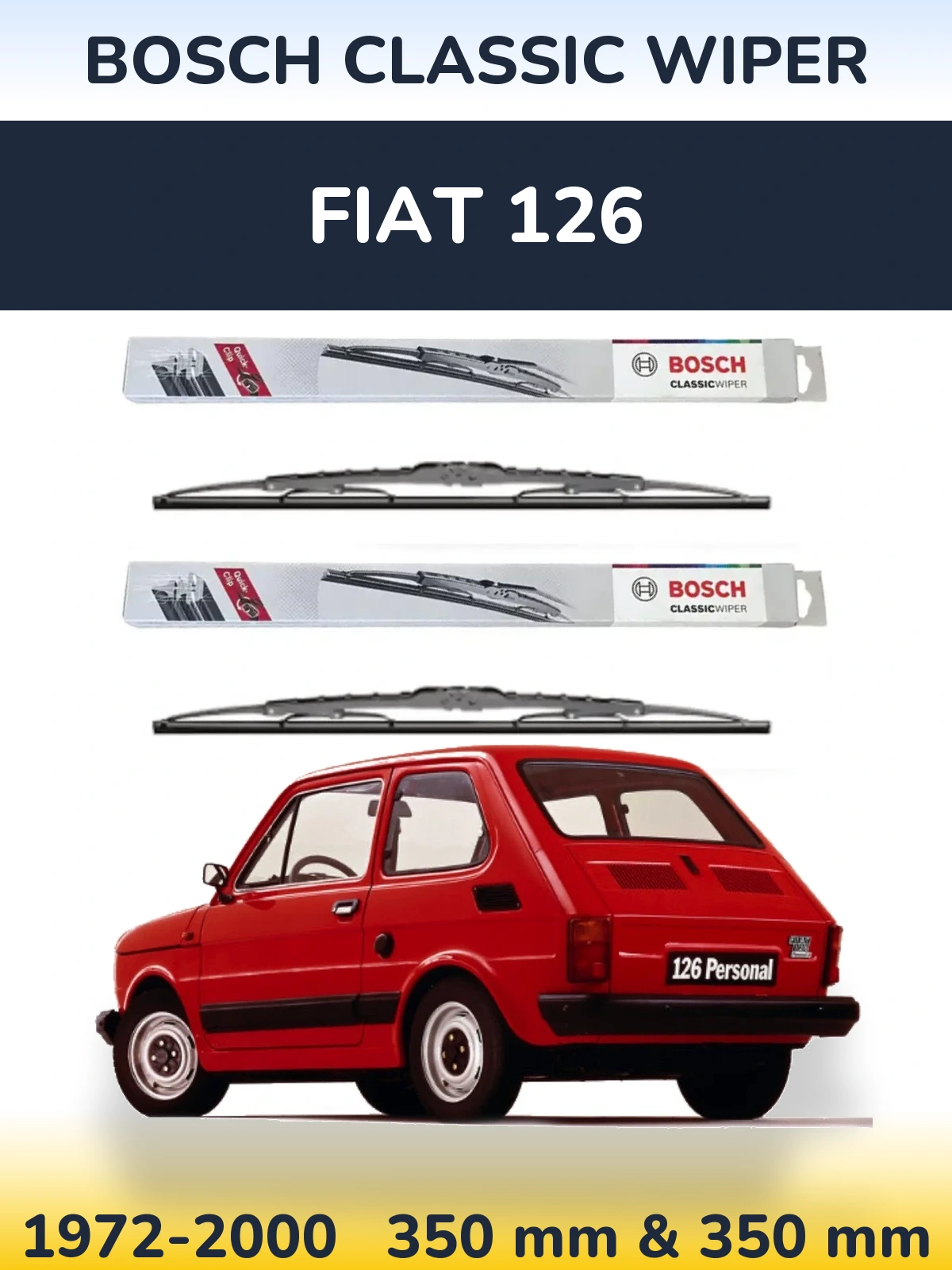 Комплект передних дворников BOSCH Classic Wiper 340 & 340 мм для Fiat 126 1972-2000