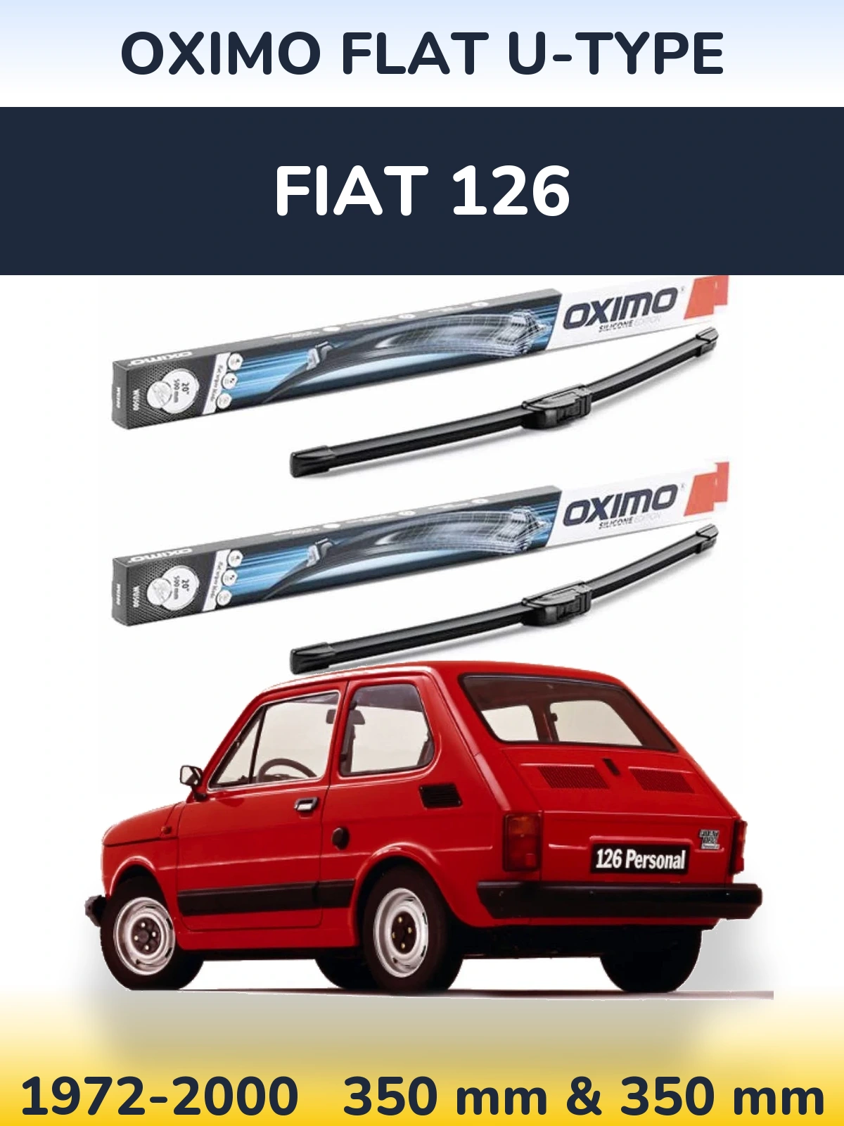 Комплект передних дворников Oximo Flat U-type 350 & 350 мм для Fiat 126 1972-2000