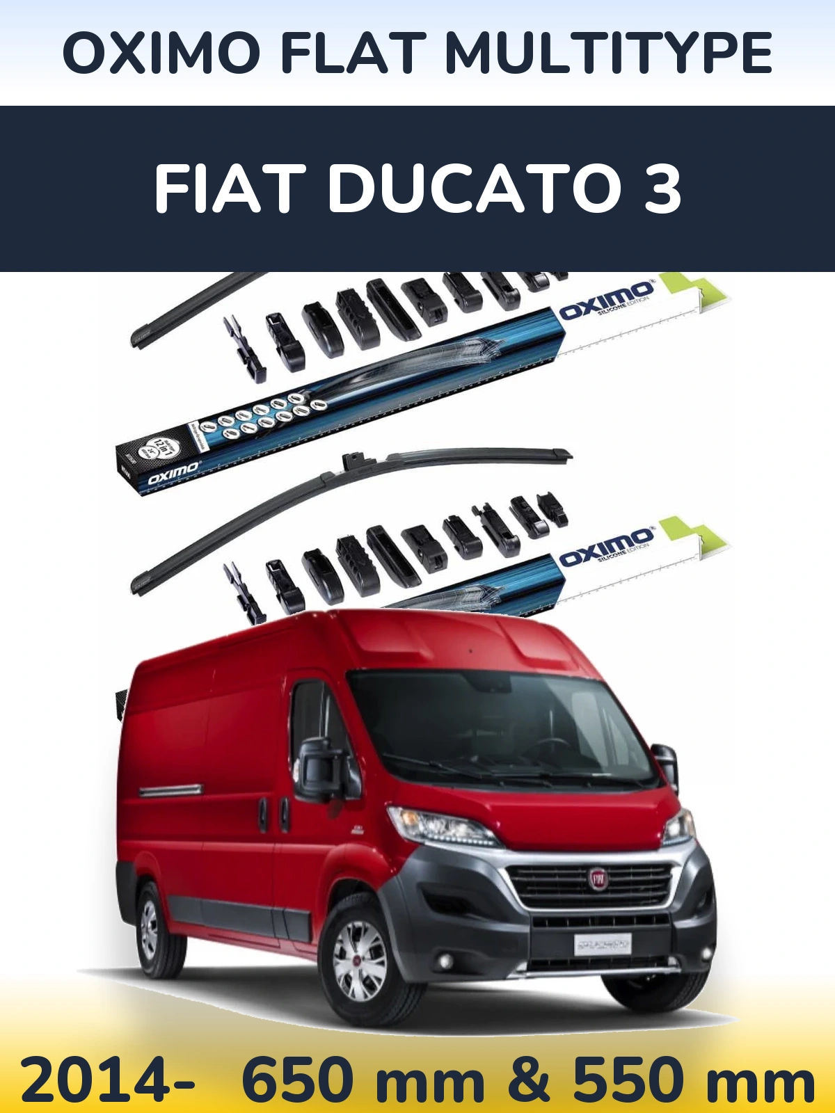 Front wiper blade set Oximo Flat MultiTypee 650 & 550 mm for Fiat Ducato 3 2014-2026
