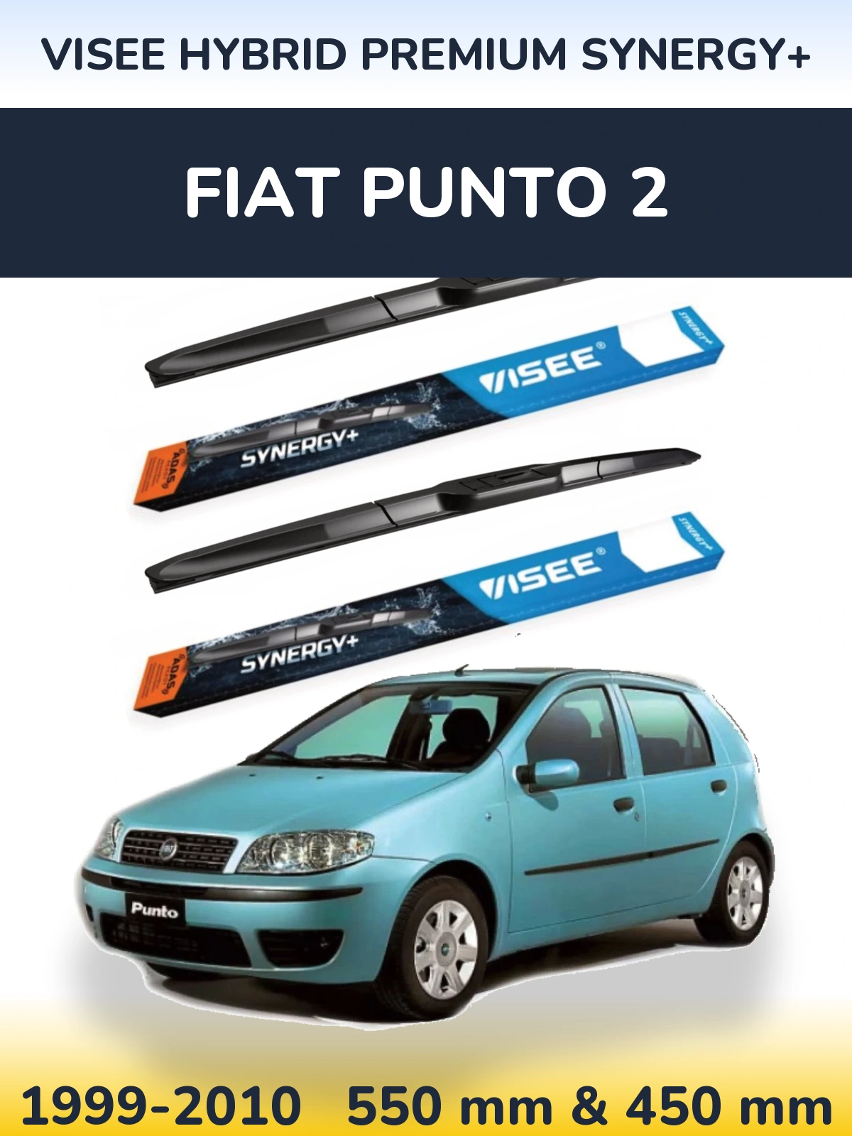 Комплект передних дворников VISEE HYBRID PREMIUM SYNERGY+ 550 & 450 мм для Fiat Punto 2 1999-2010