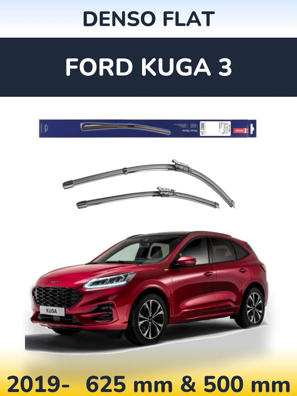 Комплект передних дворников Denso Flat 600 & 500 мм для Ford Kuga 3 2019-2026