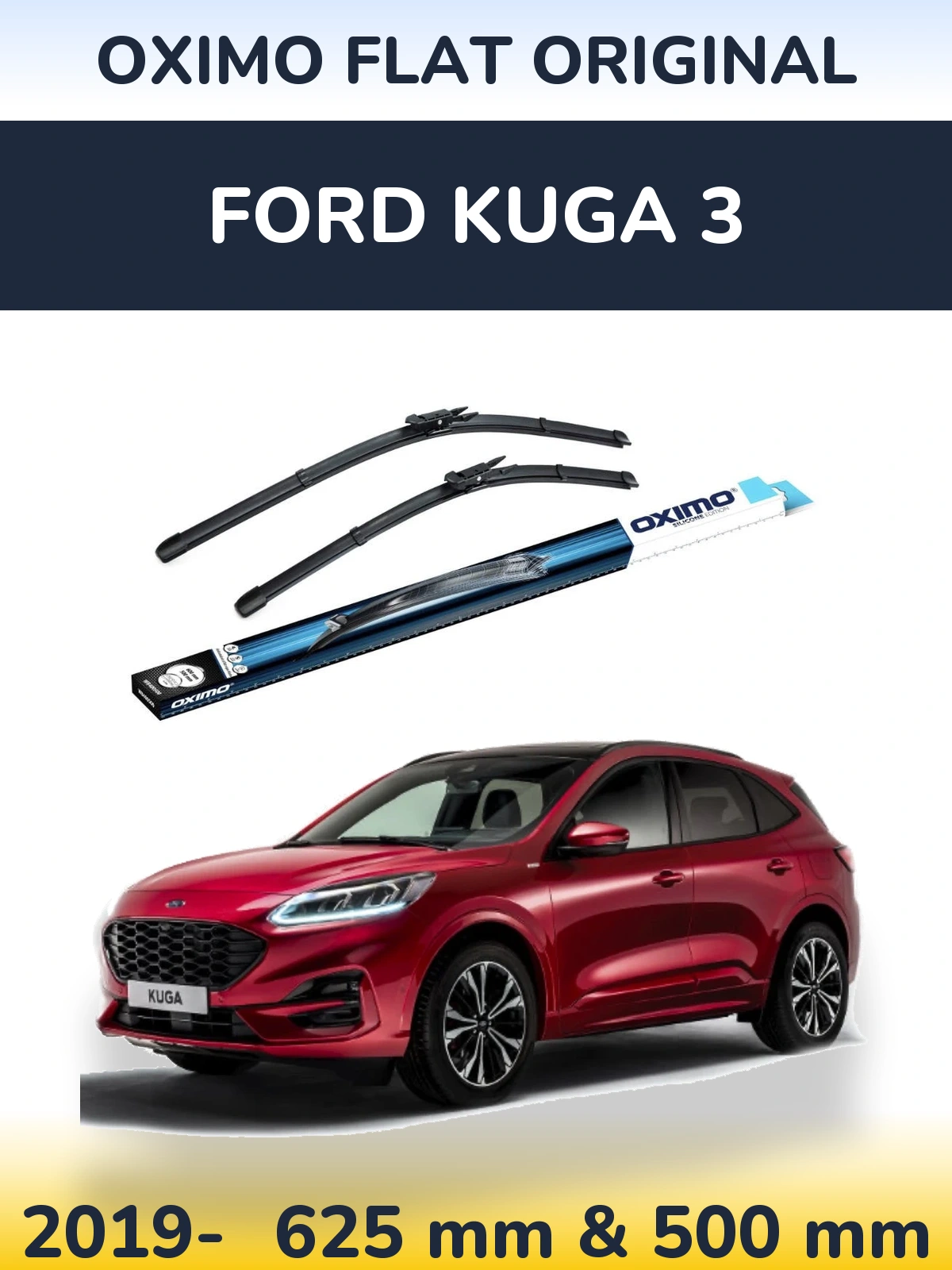 Комплект передних дворников Oximo Flat Original 600 & 500 мм для Ford Kuga 3 2019-2026