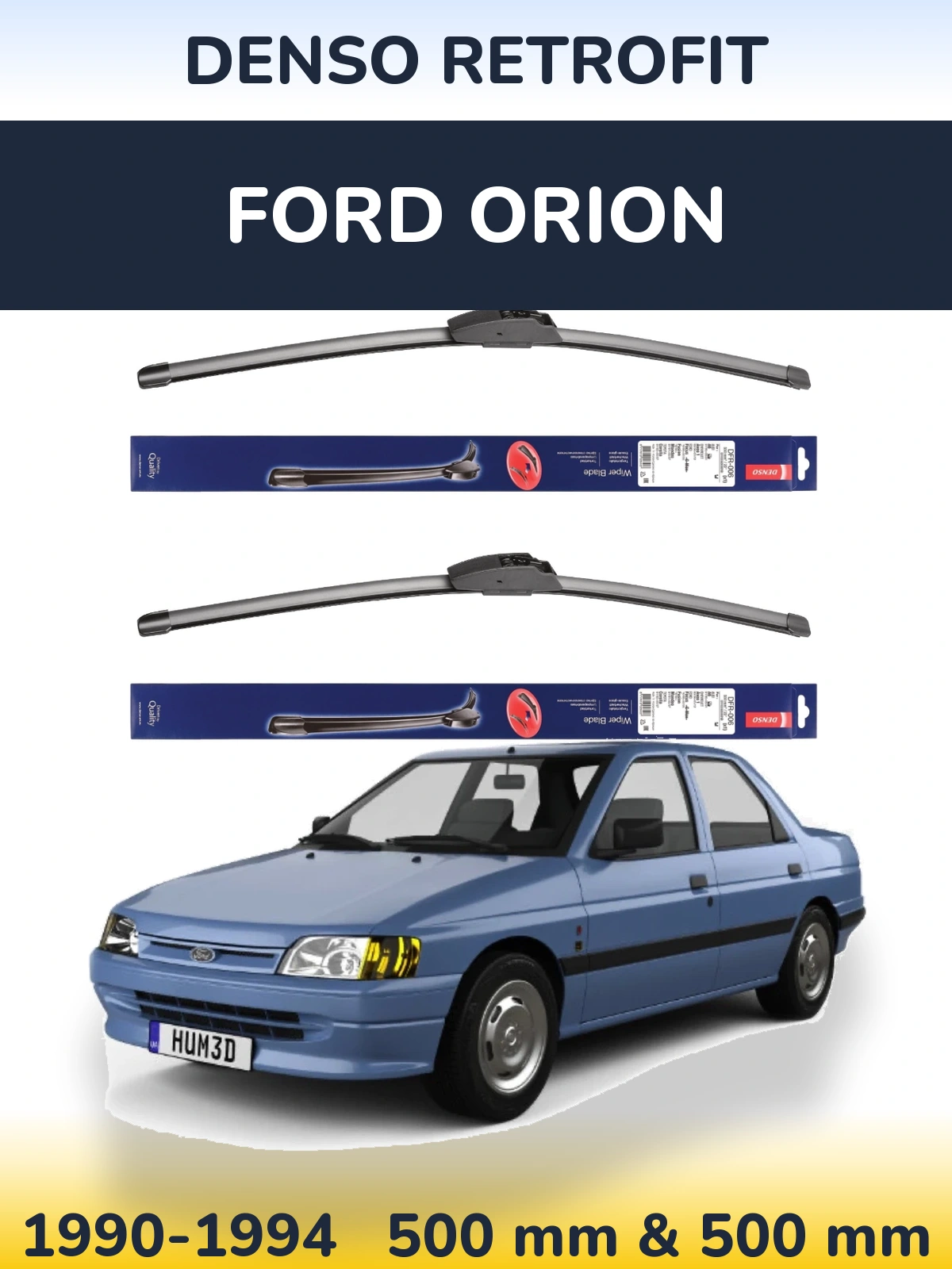 Комплект передних дворников Denso Retrofit 500 & 500 мм для Ford Orion 1990-1994