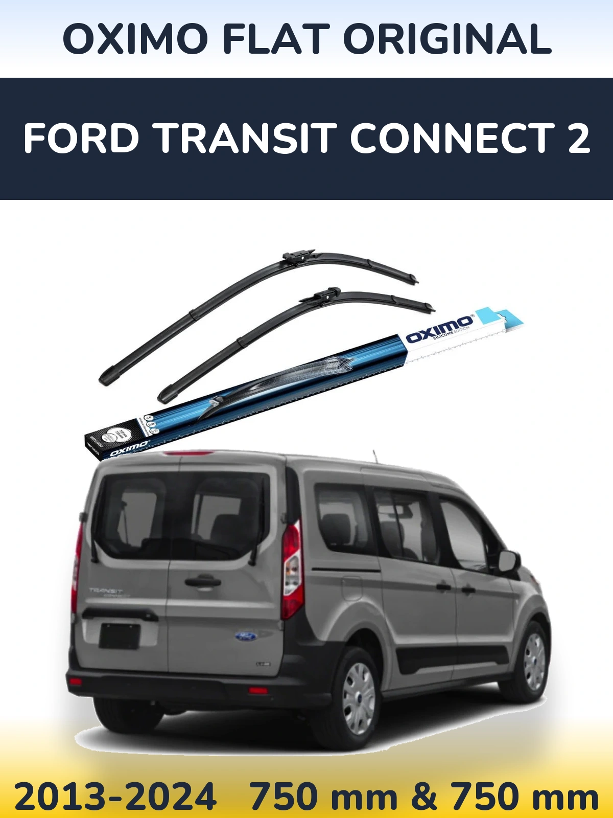 Комплект передних дворников Oximo Flat Original 750 & 750 мм для Ford Transit Connect 2 2013-2024
