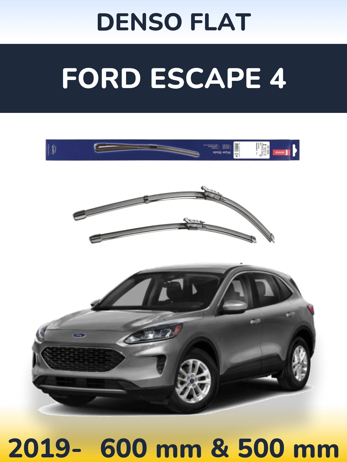 Комплект передніх щіток Denso Flat 600 & 500 мм для Ford Escape 4 2019-2026