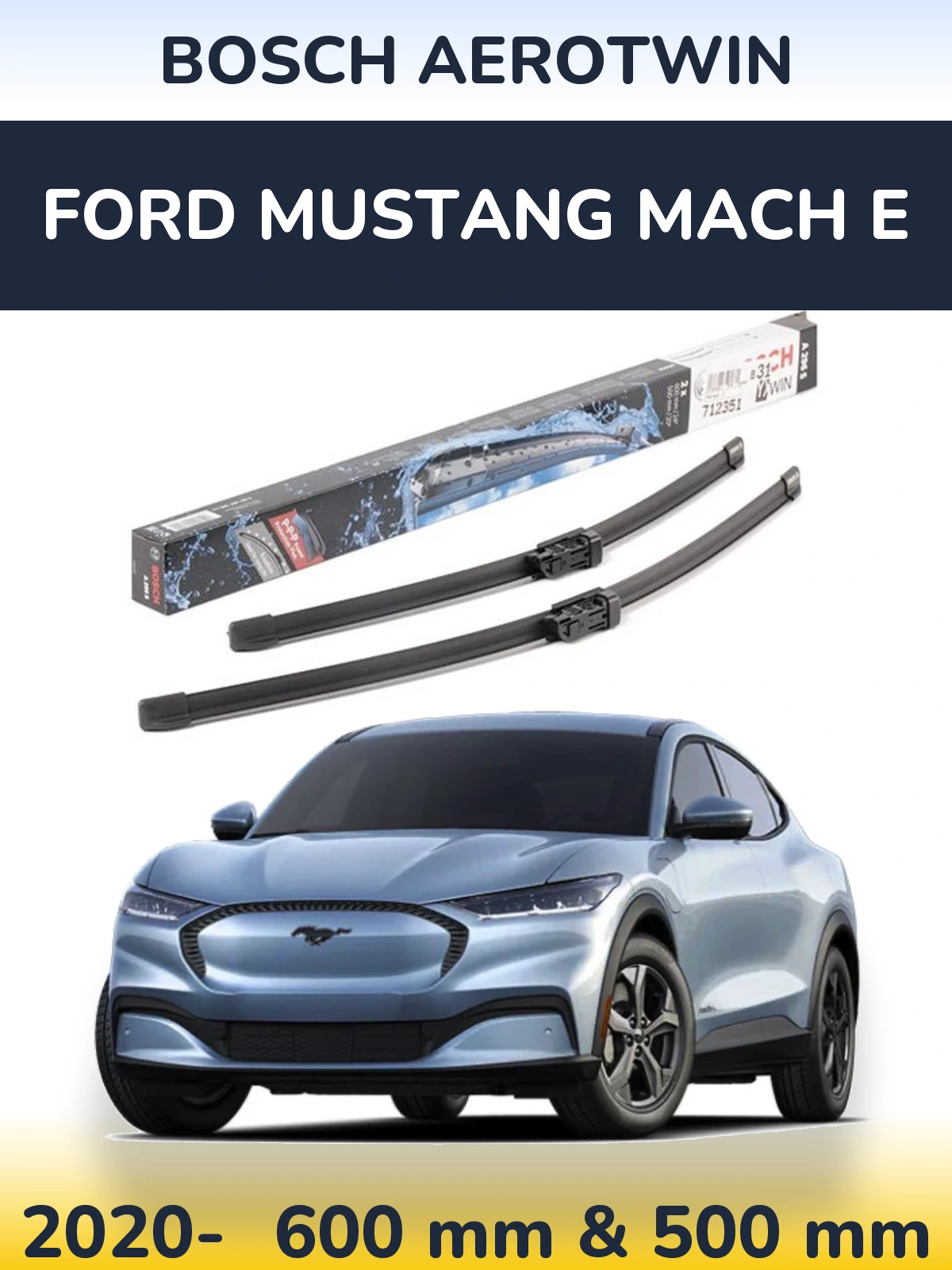 Комплект передних дворников BOSCH AeroTwin 600 & 500 мм для Ford Mustang Mach E 2020-2026