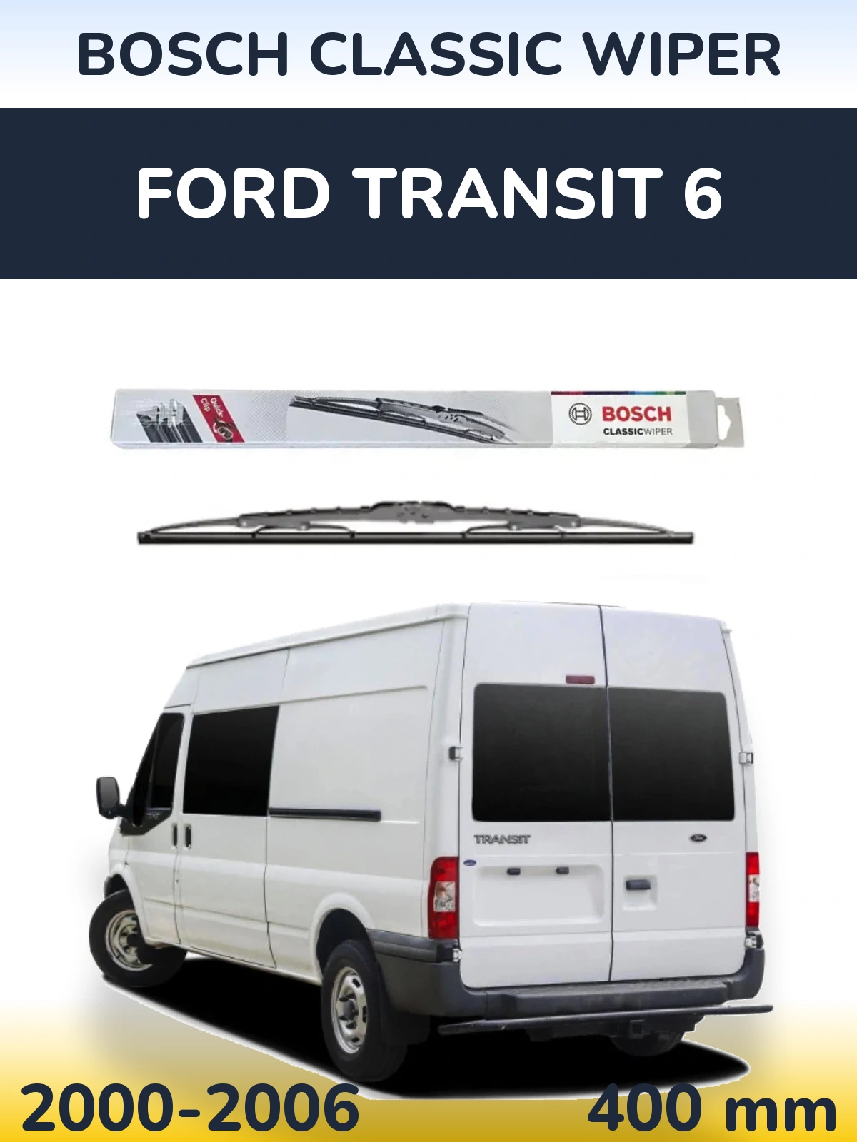 Rear wiper blade BOSCH Classic Wiper 400 mm for Ford Transit 6 2000-2006