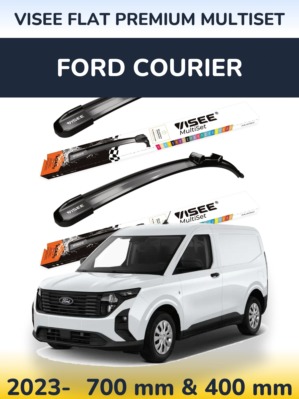 Front wiper blade set VISEE FLAT PREMIUM MultiSet 700 & 400 mm for Ford Courier 2023-2026