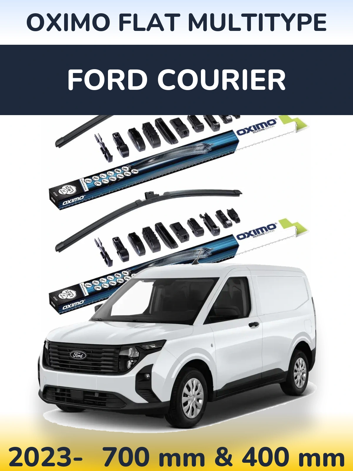 Комплект передних дворников Oximo Flat MultiТипe 700 & 400 мм для Ford Courier 2023-2026