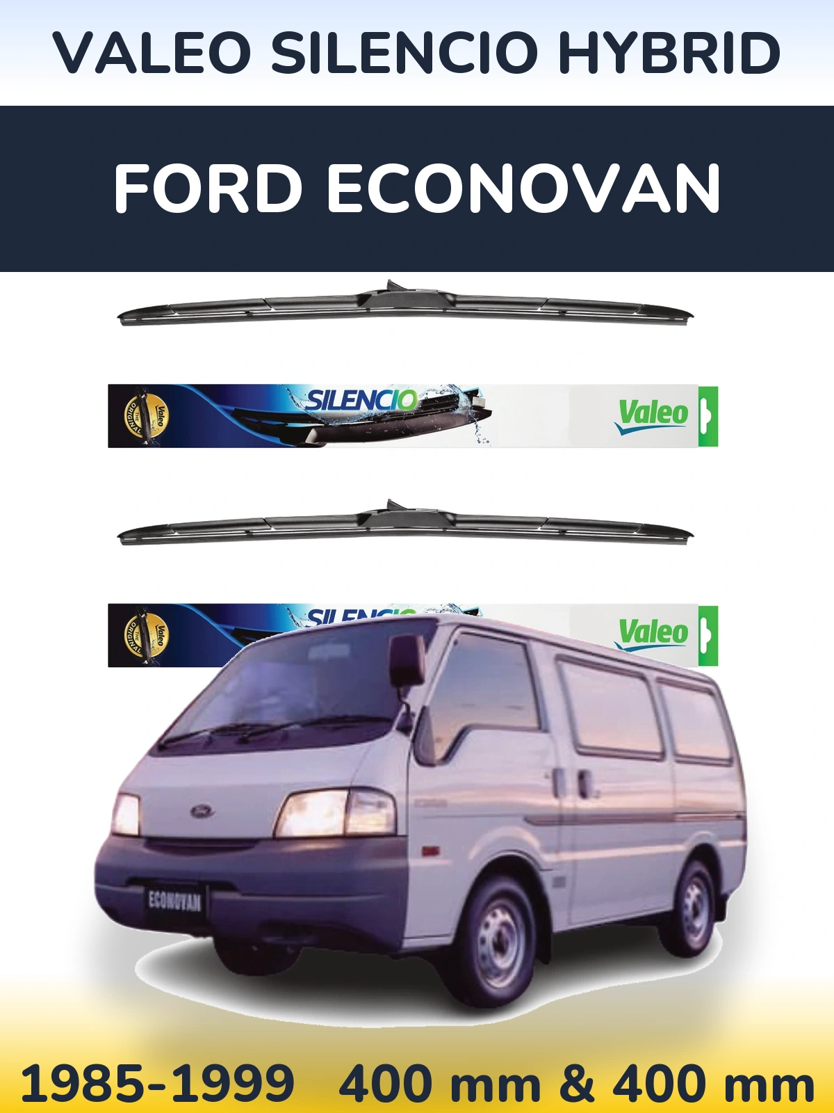 Комплект передних дворников Valeo Silencio Hybrid 400 & 400 мм для Ford Econovan 1985-1999