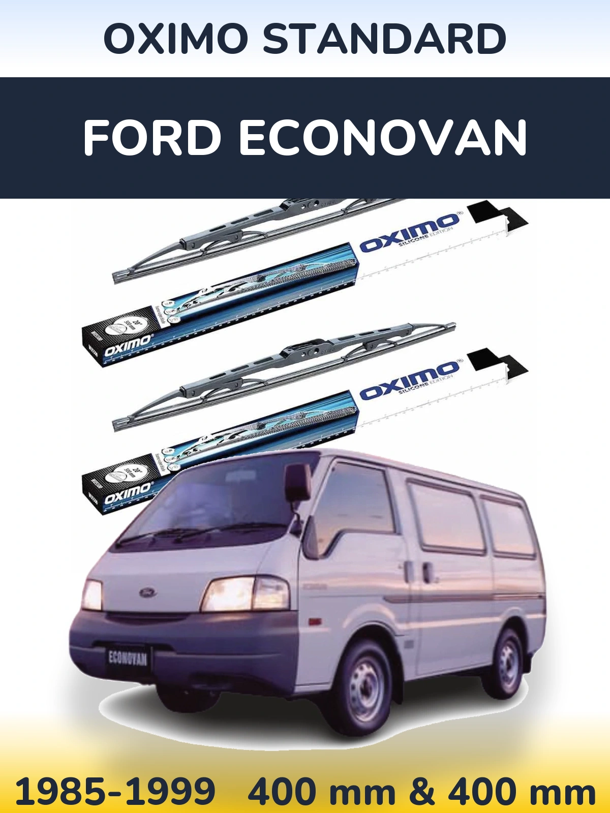 Front wiper blade set Oximo Standard 400 & 400 mm for Ford Econovan 1985-1999