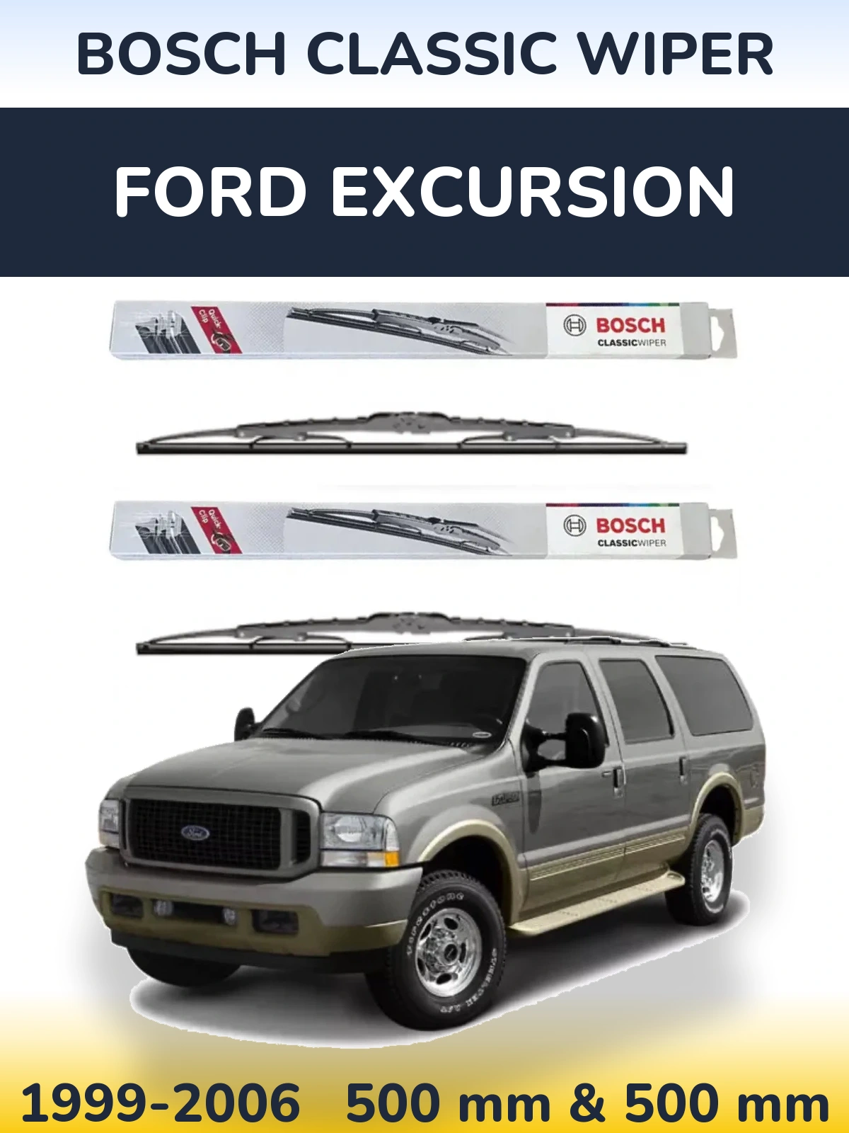 Комплект передніх щіток BOSCH Classic Wiper 500 & 500 мм для Ford Excursion 1999-2006