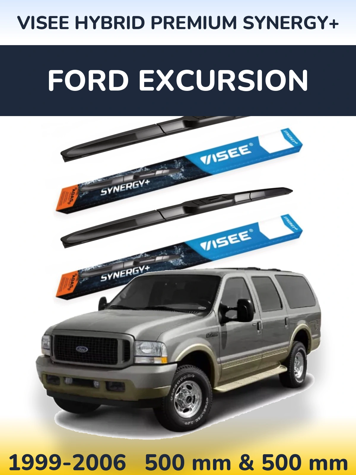 Комплект передніх щіток VISEE HYBRID PREMIUM SYNERGY+ 500 & 500 мм для Ford Excursion 1999-2006