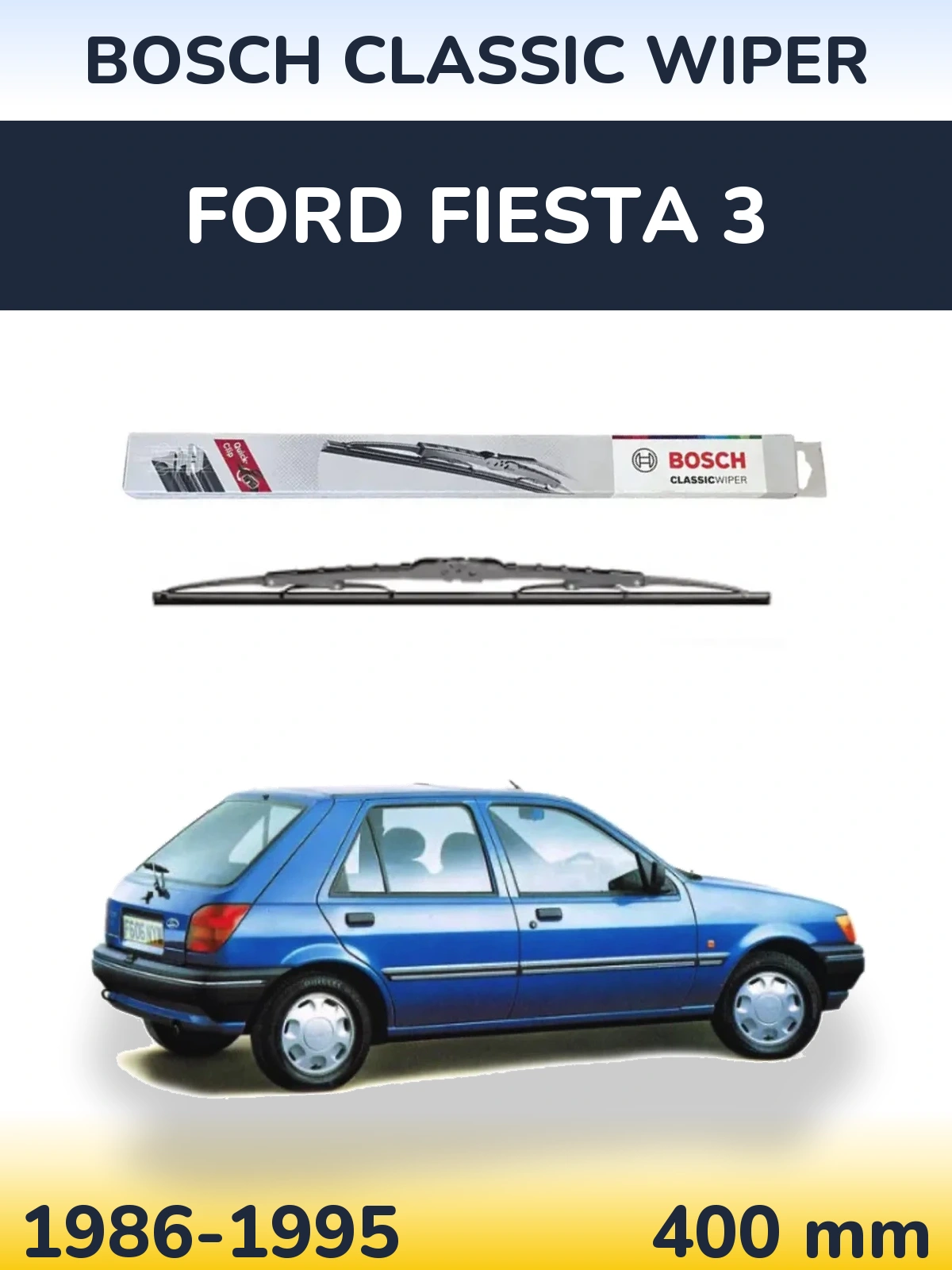 Rear wiper blade BOSCH Classic Wiper 400 mm for Ford Fiesta 3 1986-1995