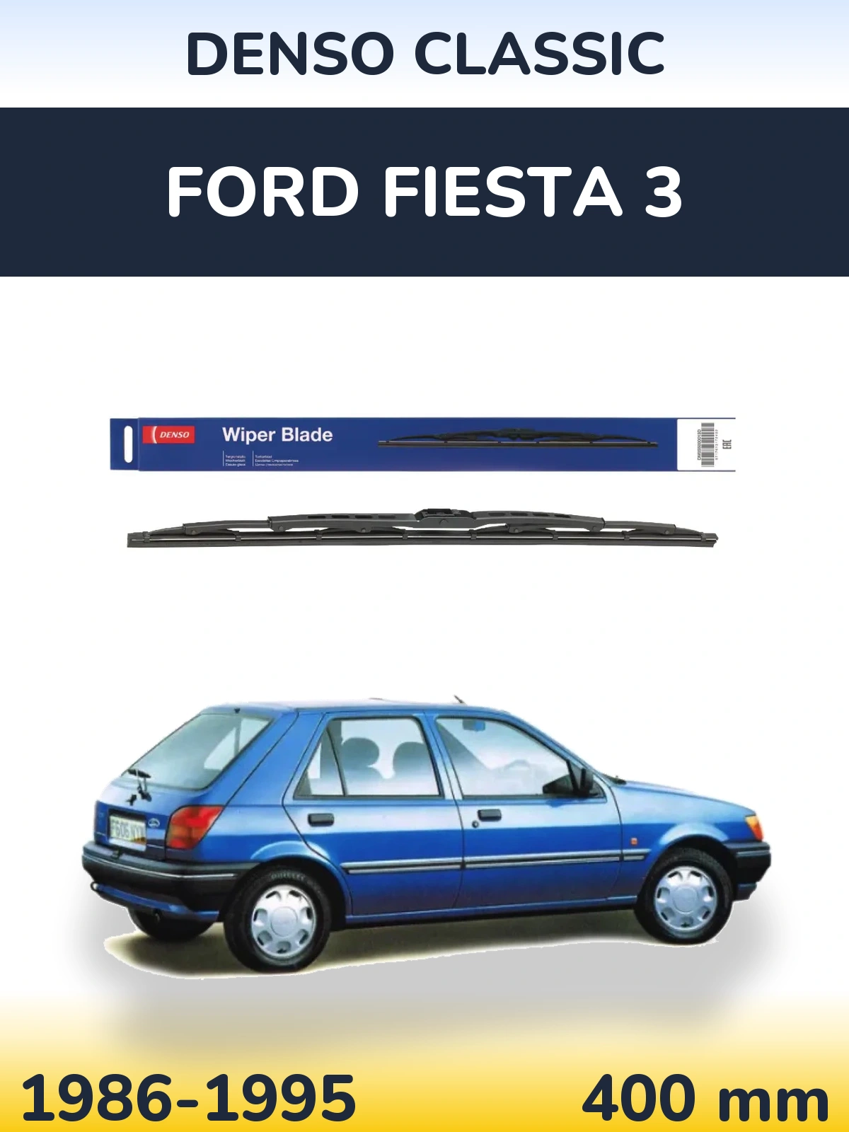 Rear wiper blade Denso Classic 400 mm for Ford Fiesta 3 1986-1995