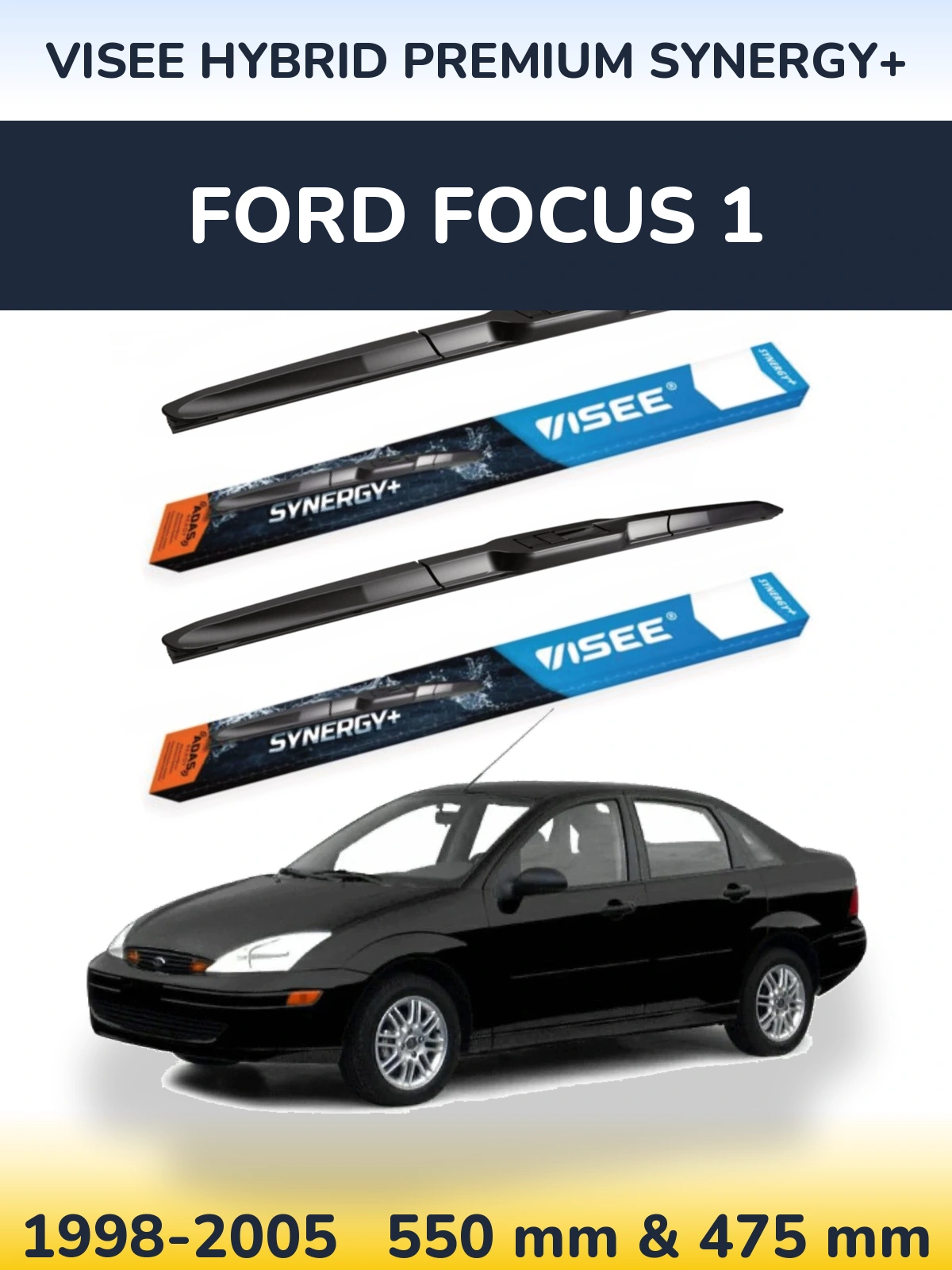 Комплект передних дворников VISEE HYBRID PREMIUM SYNERGY+ 550 & 475 мм для Ford Focus 1 1998-2005