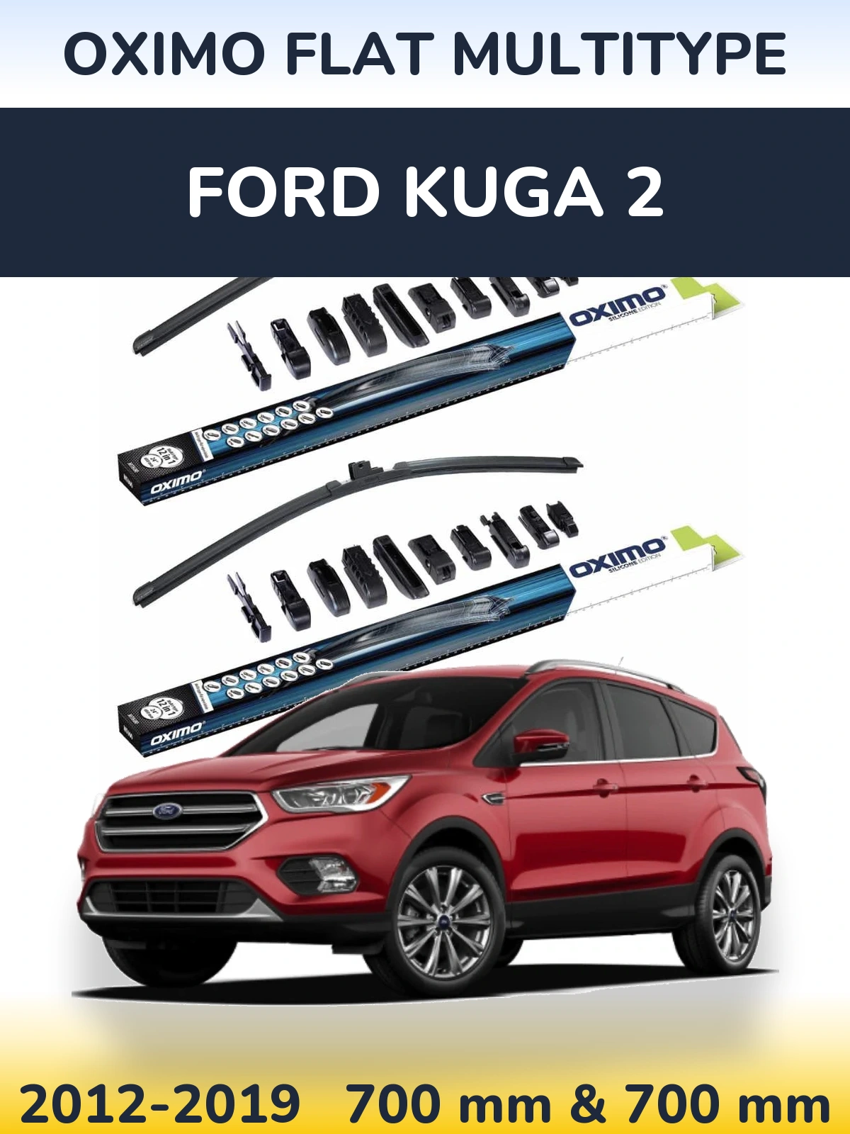 Front wiper blade set Oximo Flat MultiTipse 700 & 700 mm for Ford Kuga 2 2012-2019