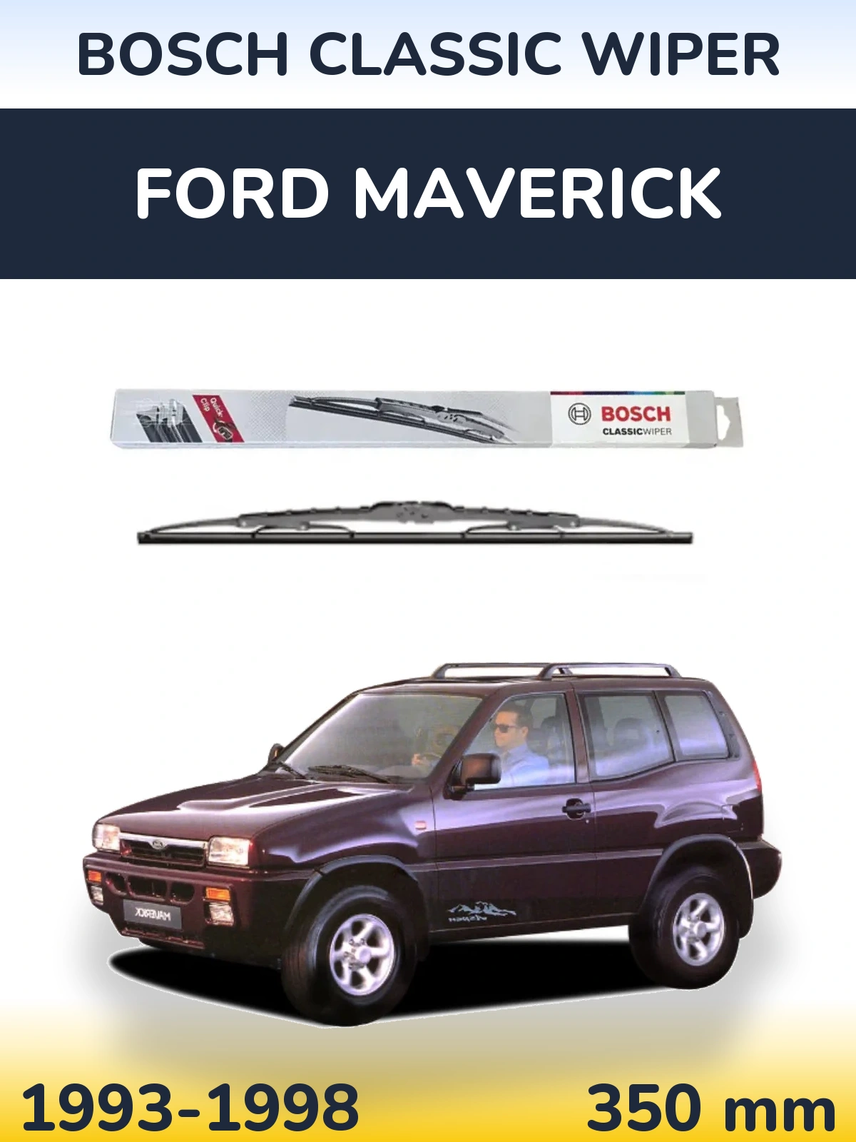 Rear wiper blade BOSCH Classic Wiper 340 mm for Ford Maverick 1993-1998