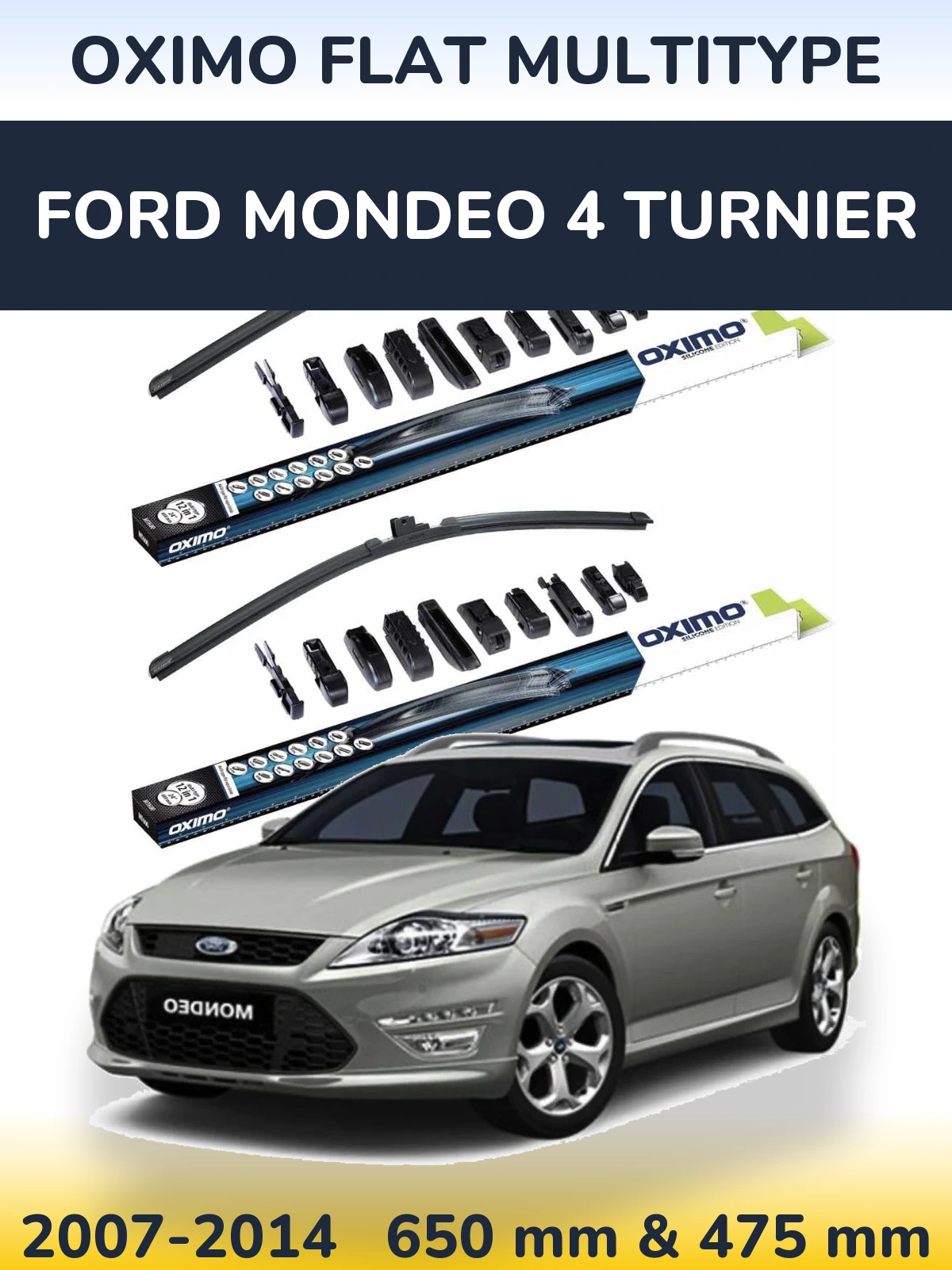 Комплект передних дворников Oximo Flat MultiТипe 650 & 475 мм для Ford Mondeo 4 Turnier 2007-2014