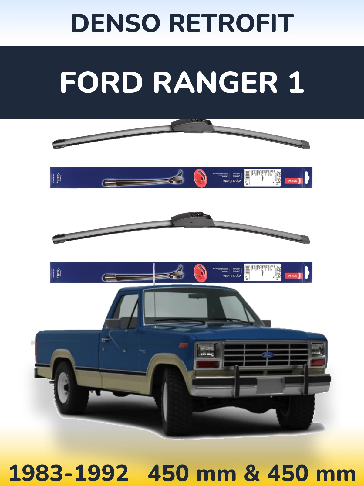 Комплект передних дворников Denso Retrofit 450 & 450 мм для Ford Ranger 1 1983-1992