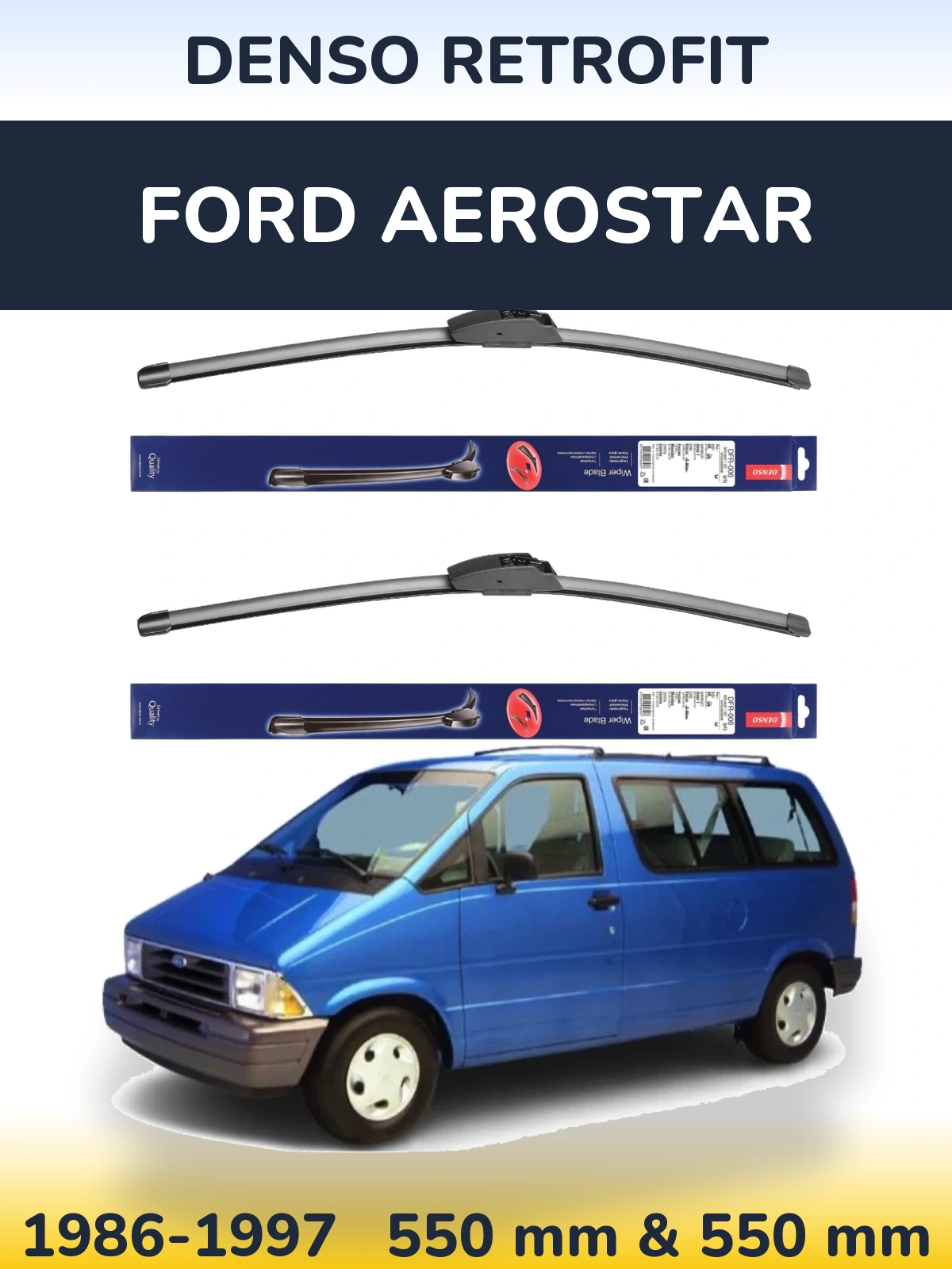 Комплект передних дворников Denso Retrofit 550 & 550 мм для Ford Aerostar 1986-1997