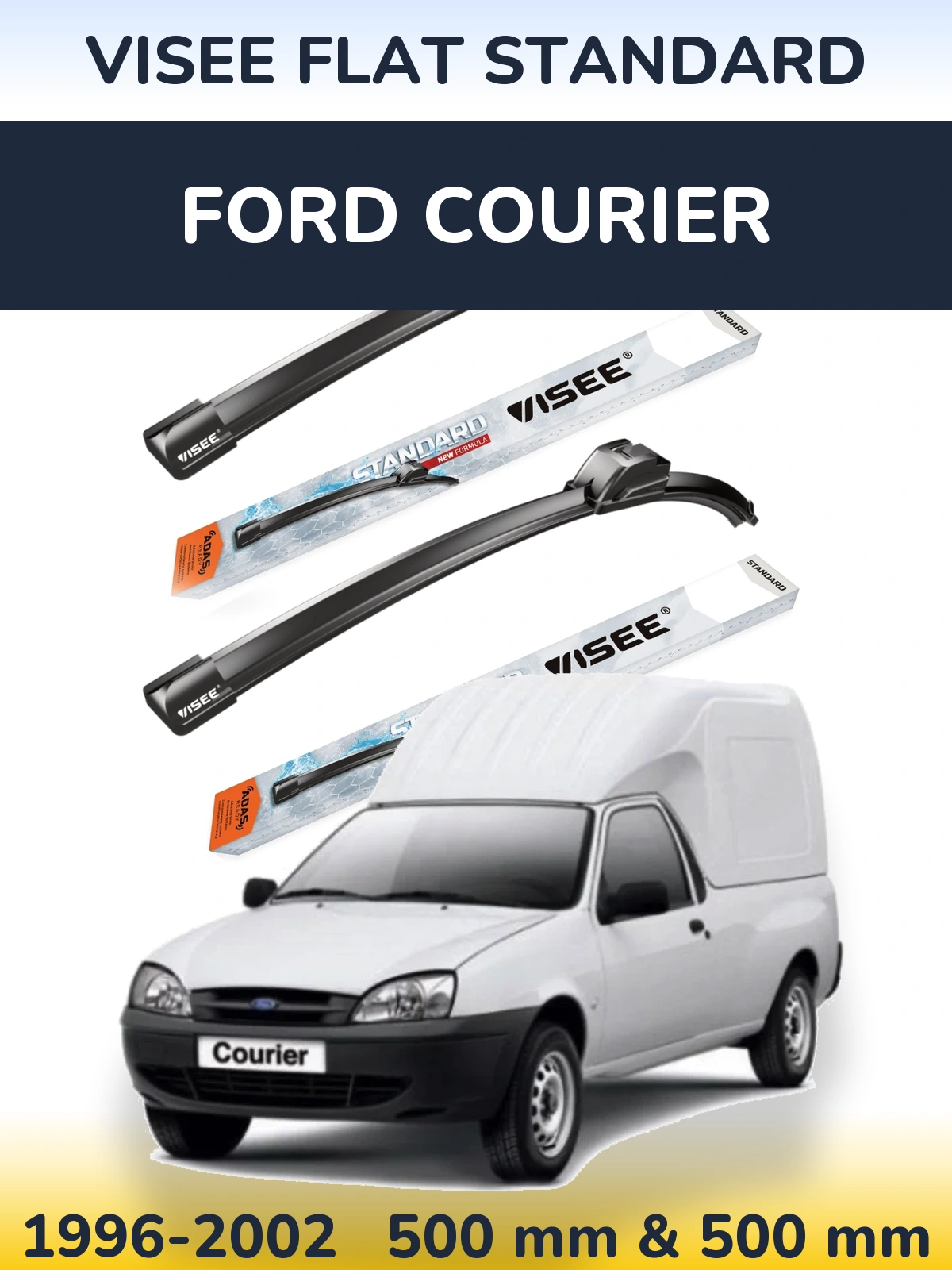 Комплект передніх щіток VISEE FLAT STANDARD 500 & 500 мм для Ford Courier 1996-2002