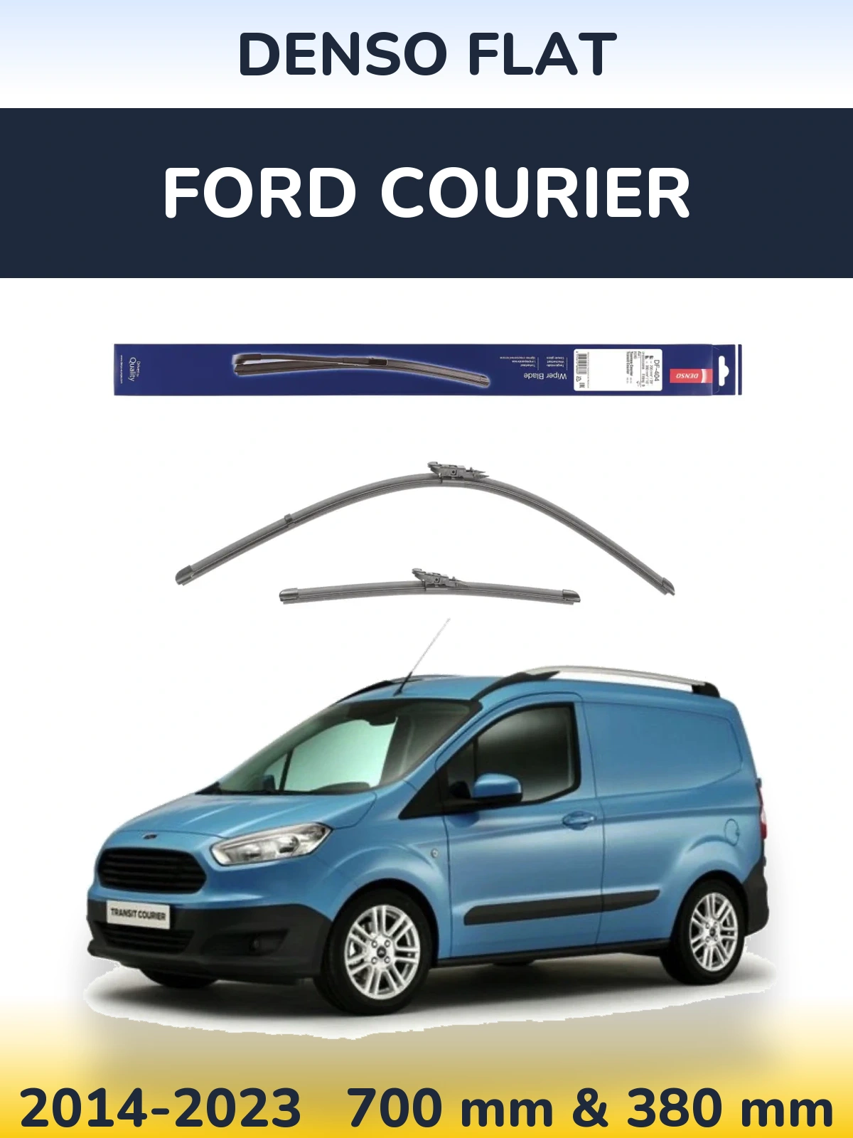 Front wiper blade set Denso Flat 700 & 380 mm for Ford Courier 2014-2023