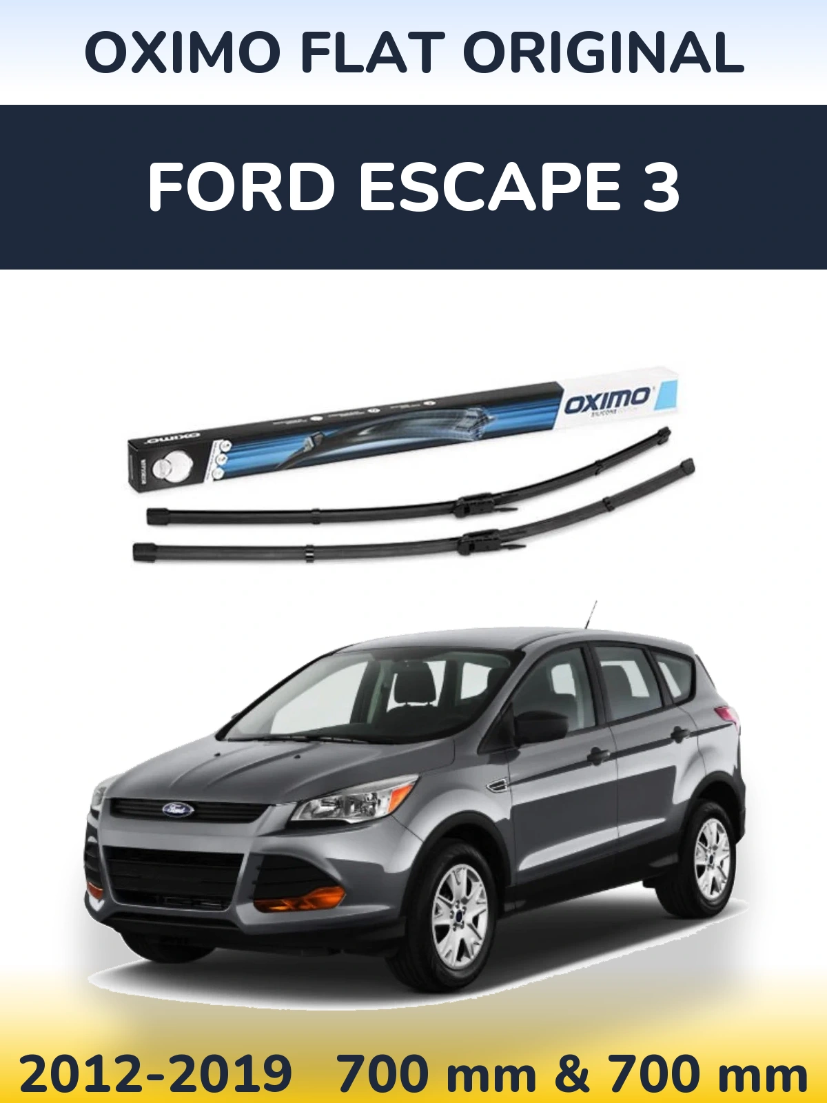 Front wiper blade set Oximo Flat Original 700 & 700 mm for Ford Escape 3 2012-2019
