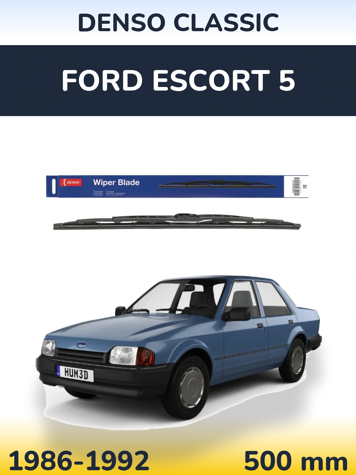 Rear wiper blade Denso Classic 500 mm for Ford Escort 5 1986-1992
