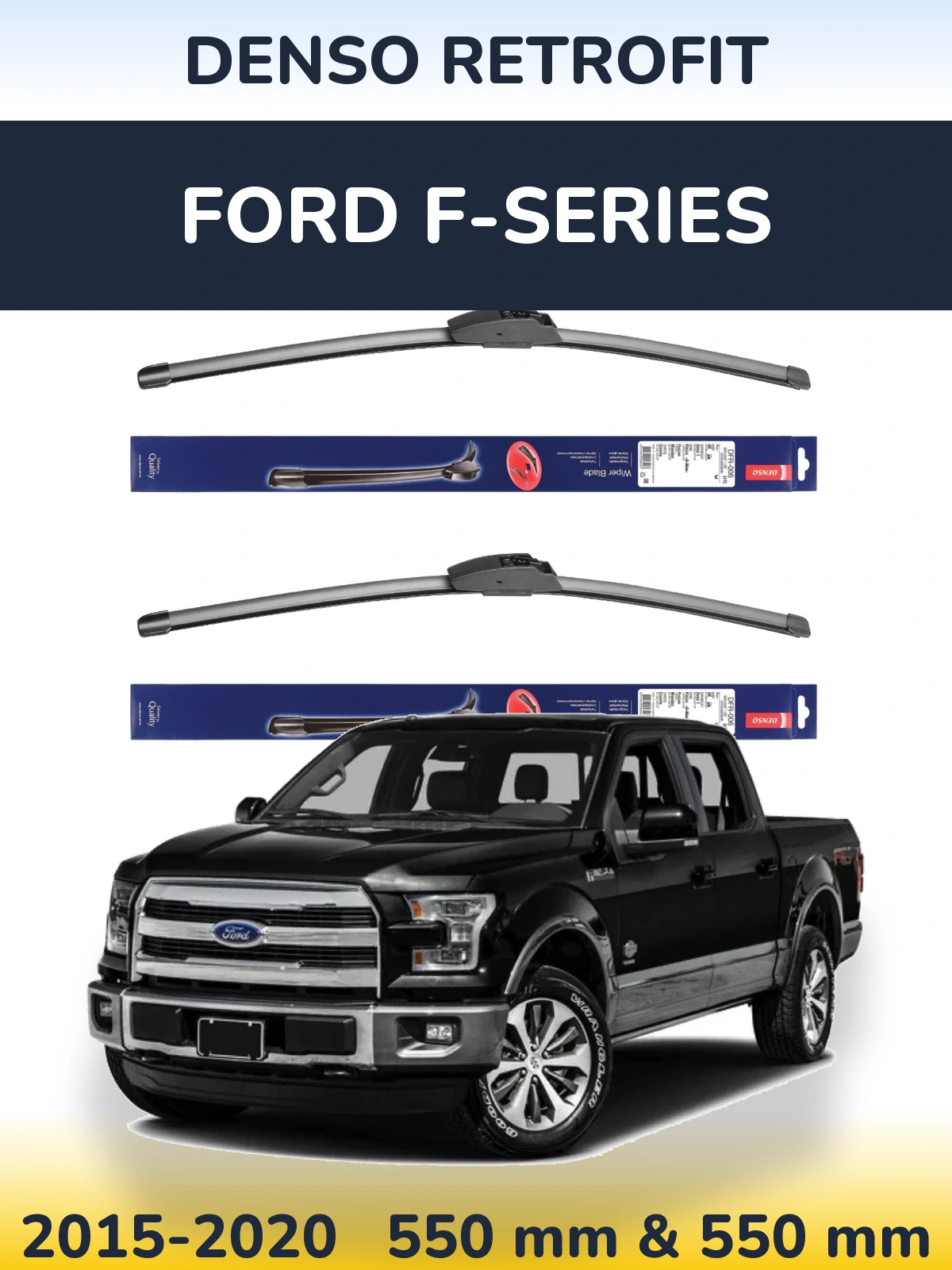 Front wiper blade set Denso Retrofit 550 & 550 mm for Ford F-series 2015-2020
