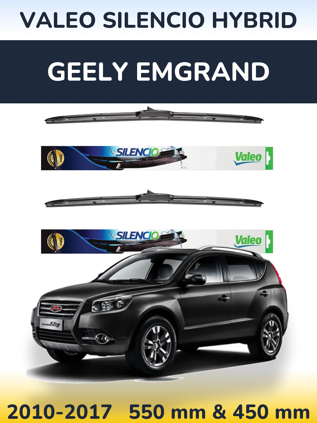 Комплект передних дворников Valeo Silencio Hybrid 550 & 450 мм для Geely Emgrand 2010-2017