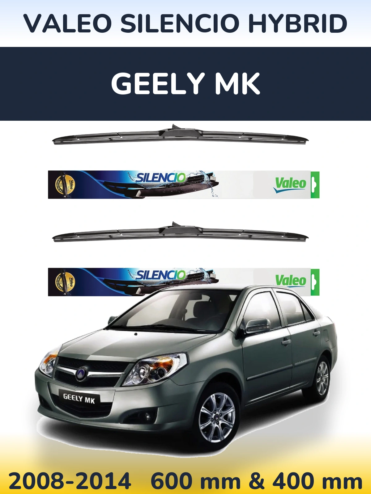 Комплект передних дворников Valeo Silencio Hybrid 600 & 400 мм для Geely MK 2008-2014
