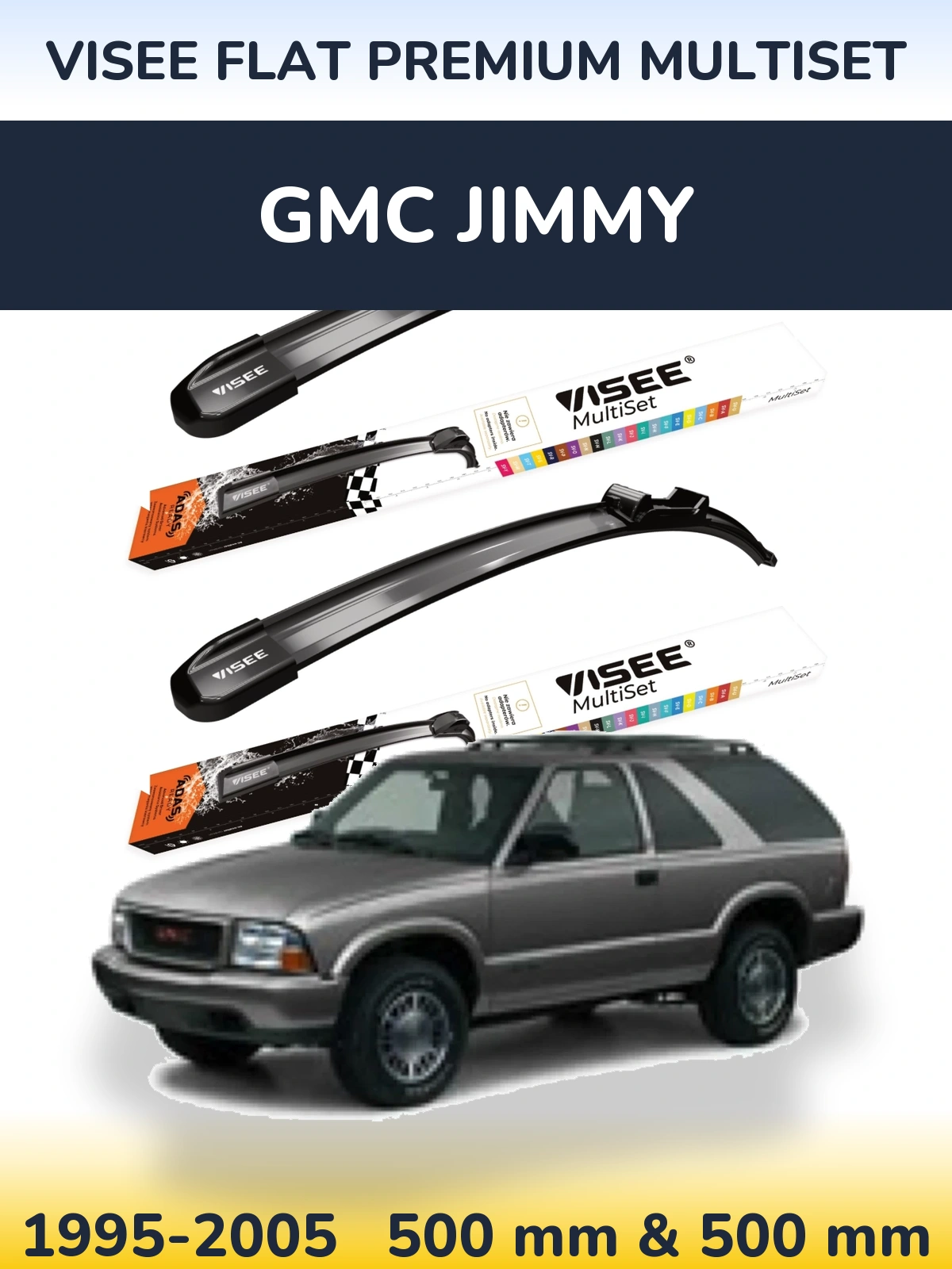 Комплект передних дворников VISEE FLAT PREMIUM MultiSet 500 & 500 мм для GMC Jimmy 1995-2005