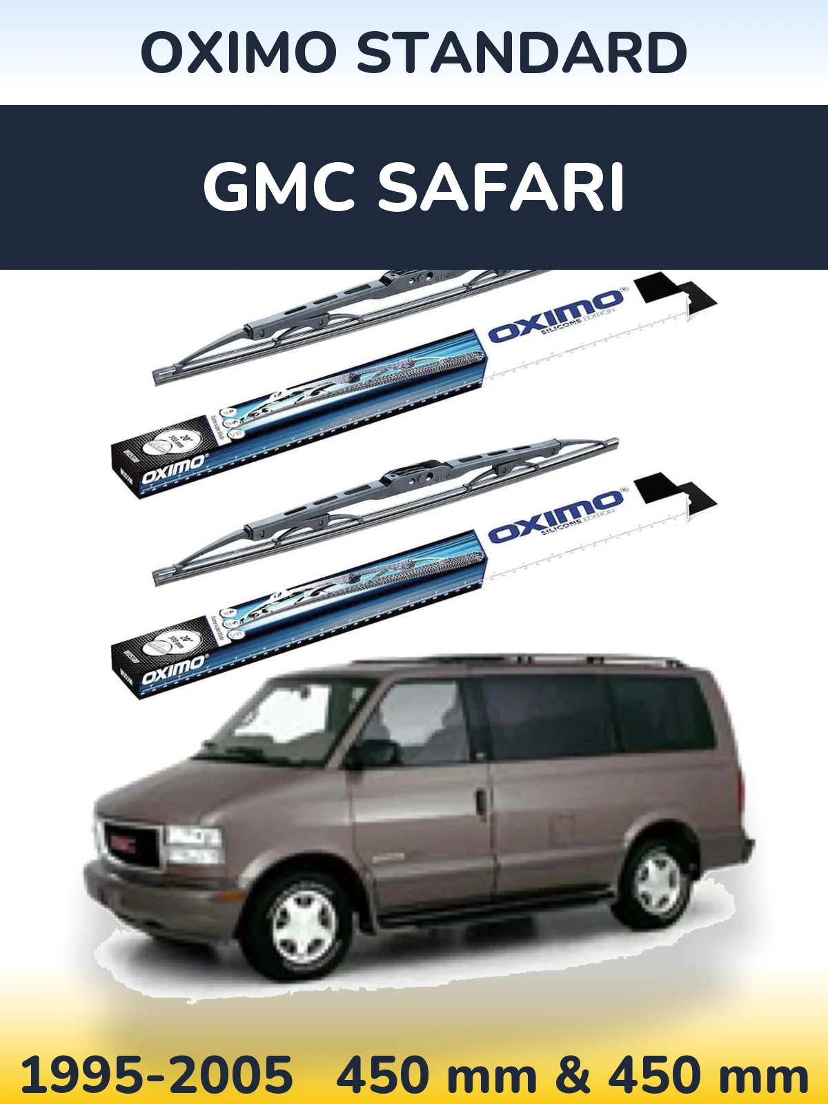 Front wiper blade set Oximo Standard 450 & 450 mm for GMC Safari 1995-2005