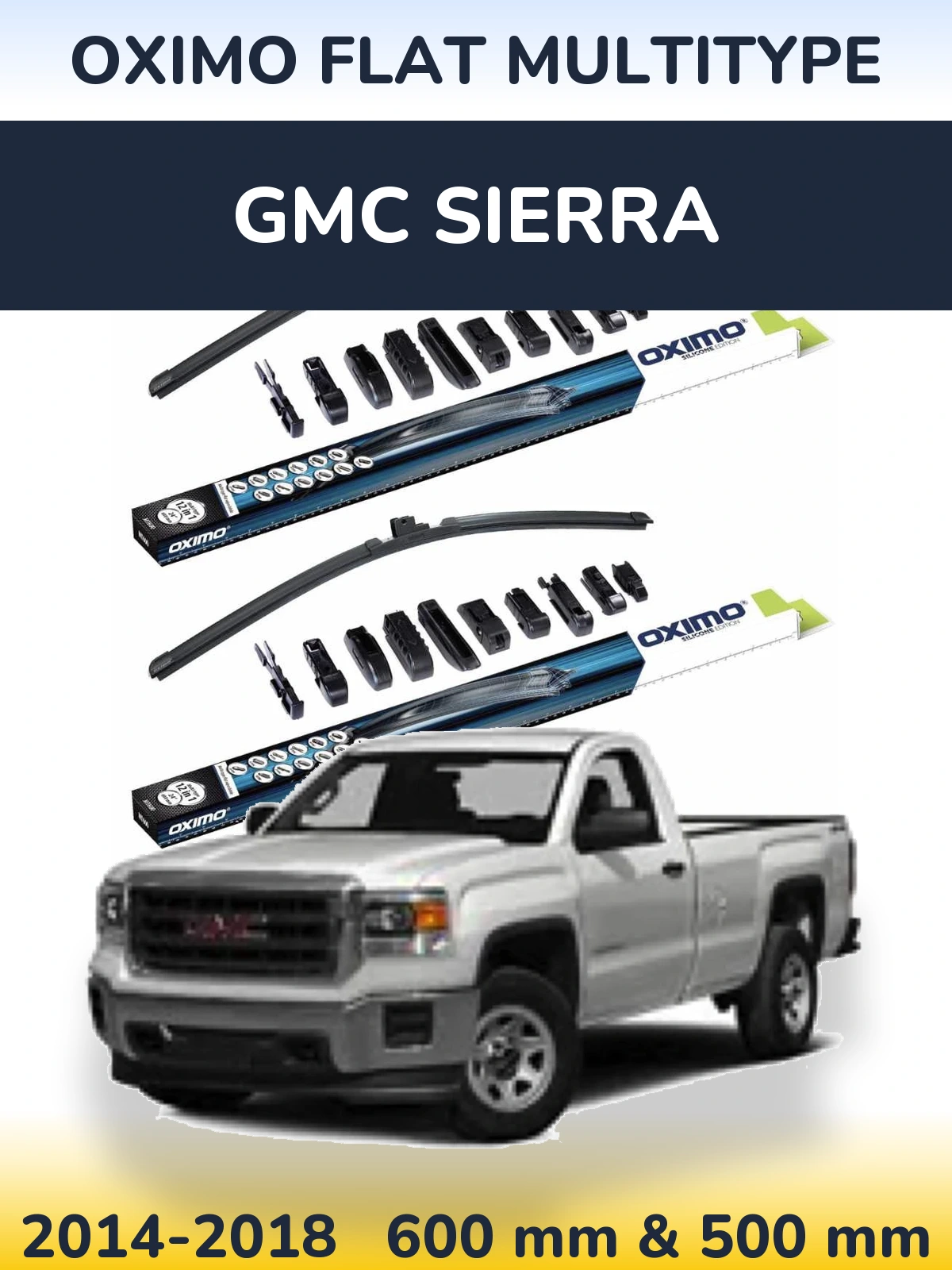Комплект передних дворников Oximo Flat MultiТипe 600 & 500 мм для GMC Sierra 2014-2018