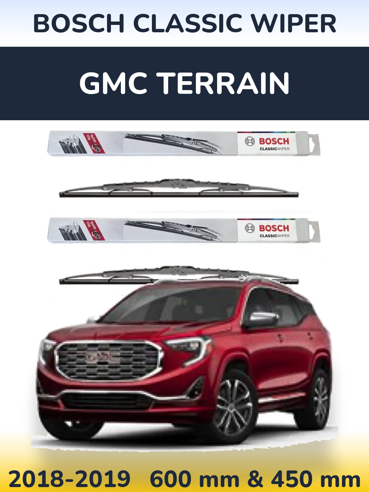 Комплект передних дворников BOSCH Classic Wiper 600 & 450 мм для GMC Terrain 2018-2019