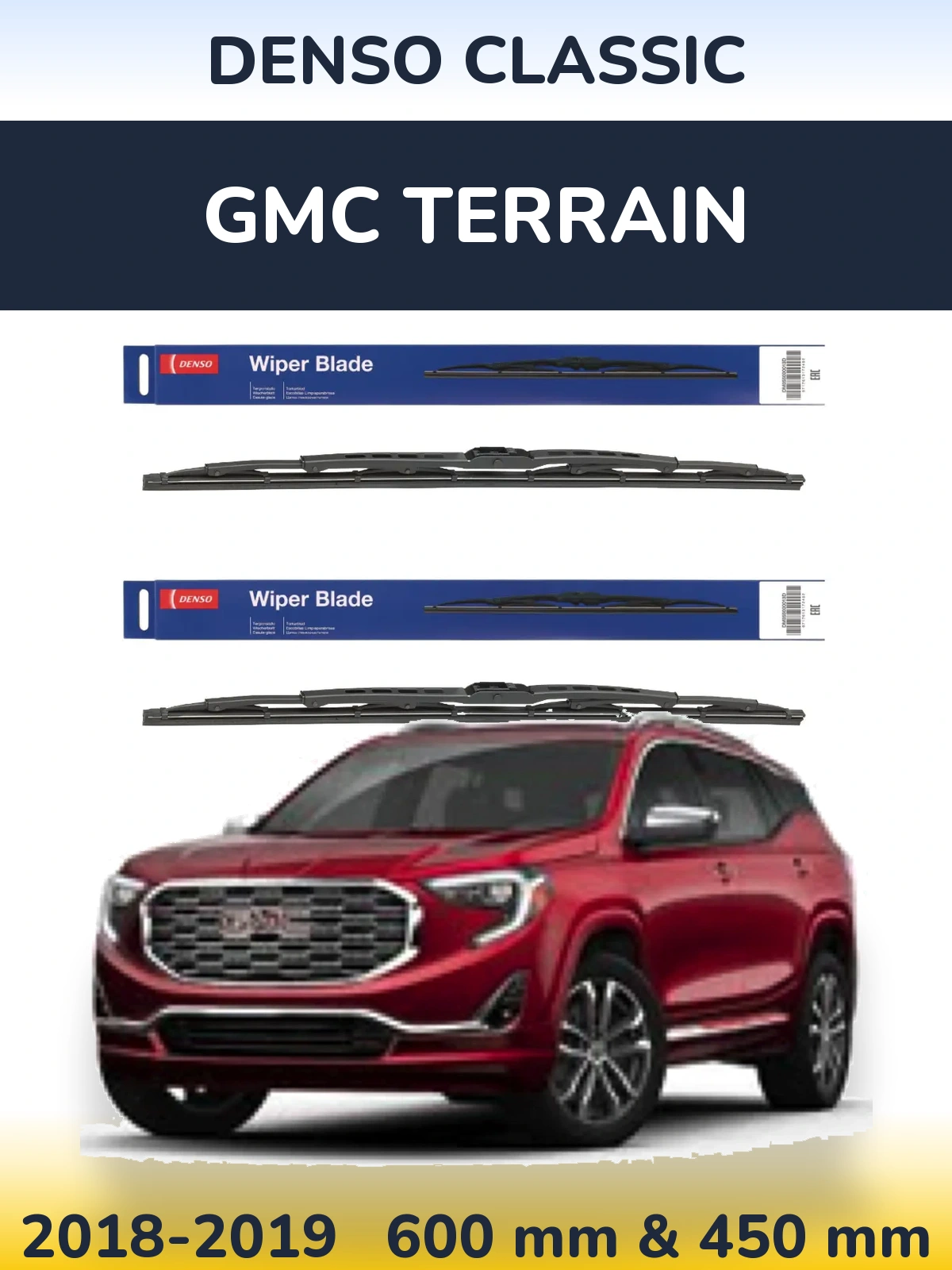 Front wiper blade set Denso Classic 600 & 450 mm for GMC Terrain 2018-2019
