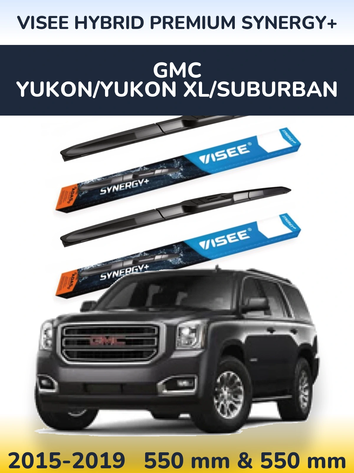 Комплект передних дворников VISEE HYBRID PREMIUM SYNERGY+ 550 & 550 мм для GMC Yukon/Yukon XL/Suburban 2015-2019