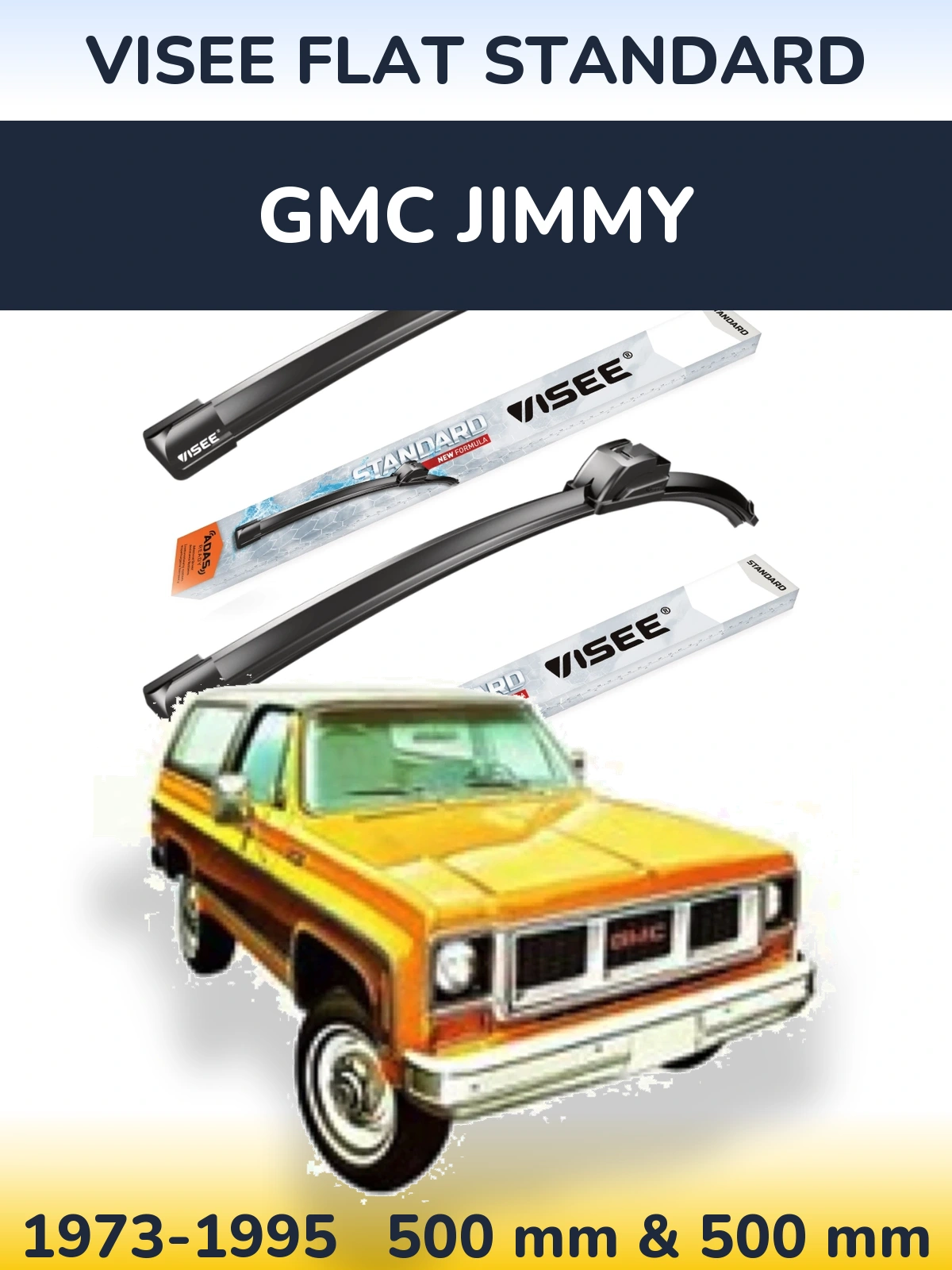 Комплект передних дворников VISEE FLAT STANDARD 500 & 500 мм для GMC Jimmy 1973-1995
