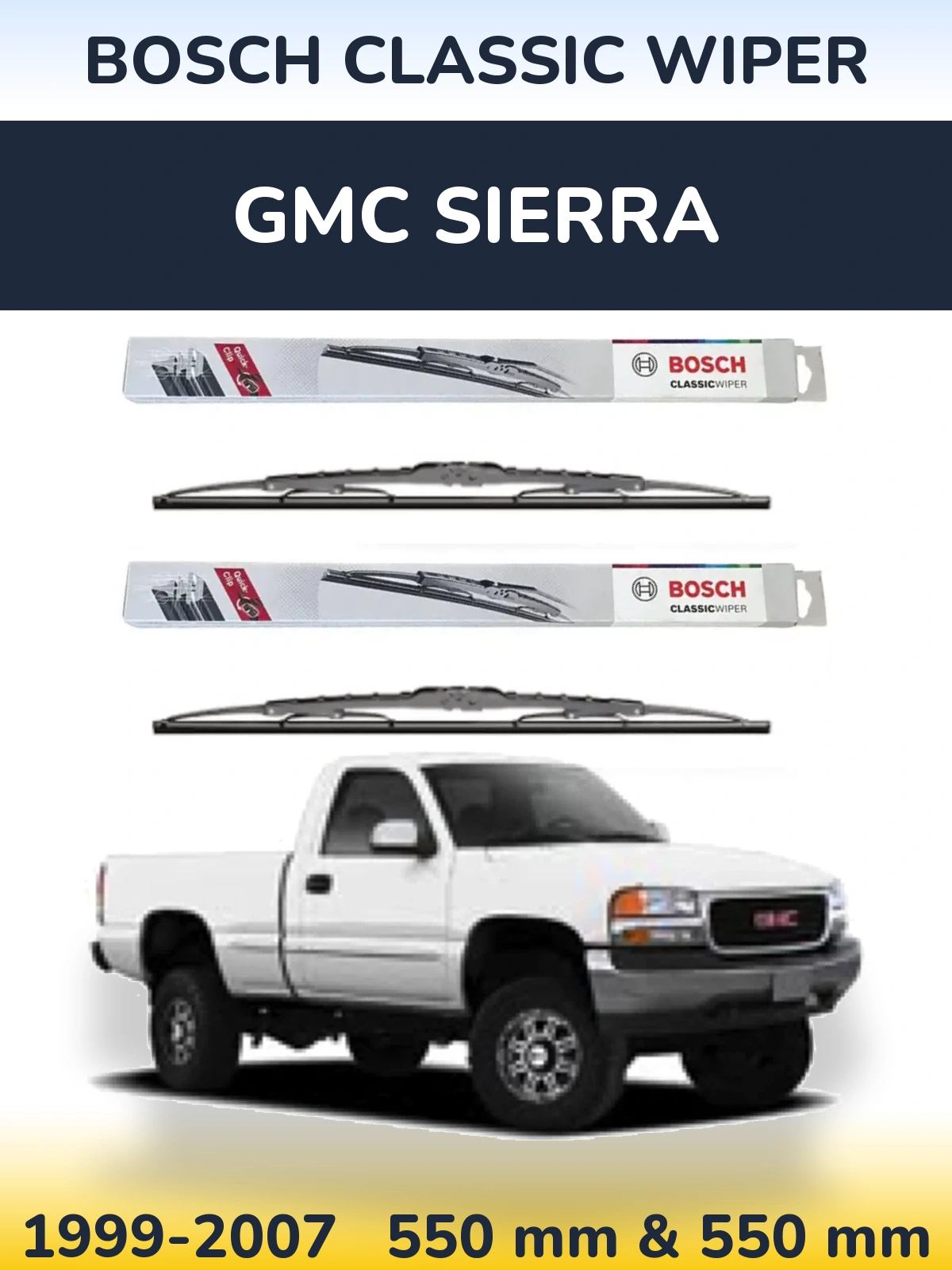 Комплект передних дворников BOSCH Classic Wiper 550 & 550 мм для GMC Sierra 1999-2007